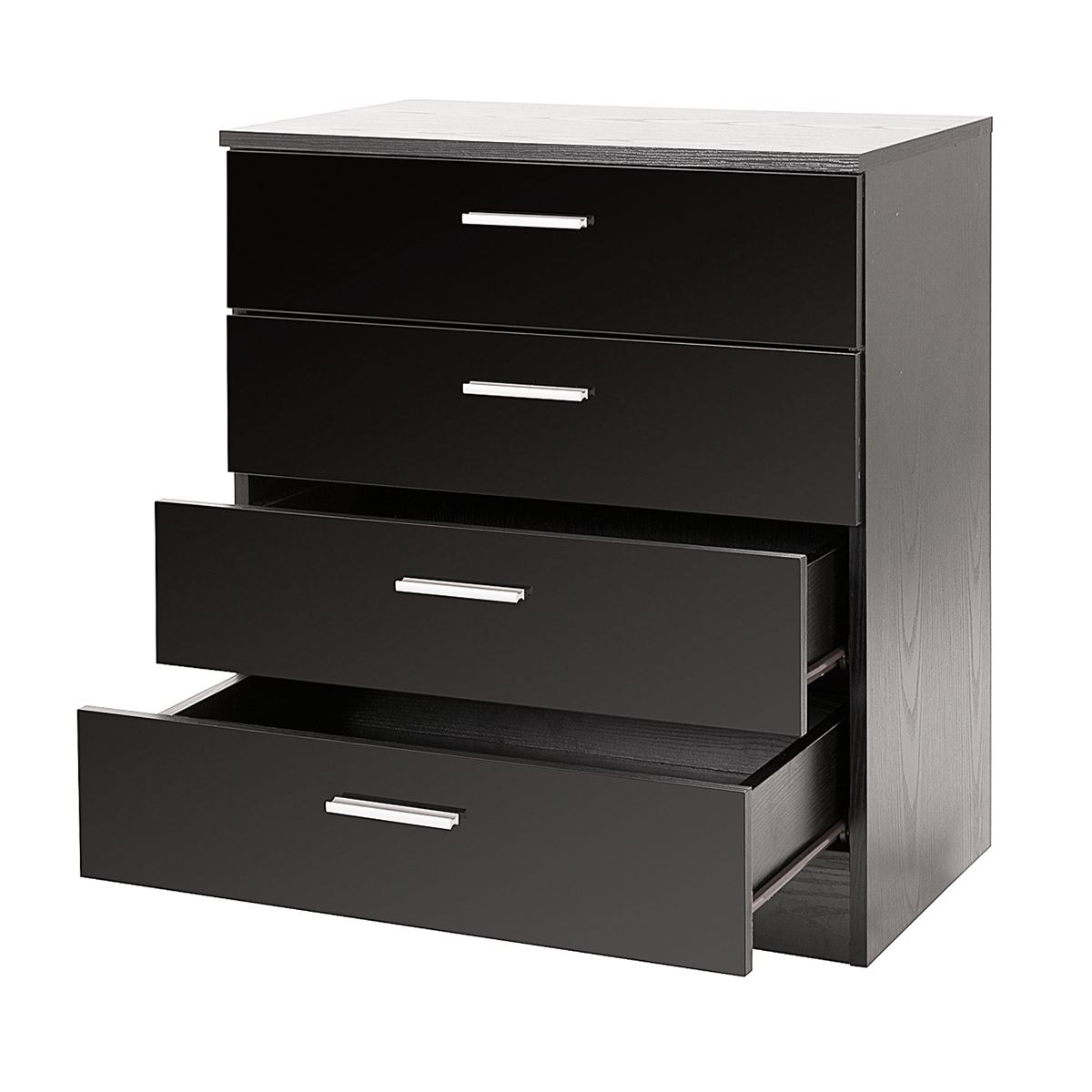 BEDROOM FURNITURE 3 PIECE SET BLACK GLOSS WARDROBE DRAWER BEDSIDE CHEST