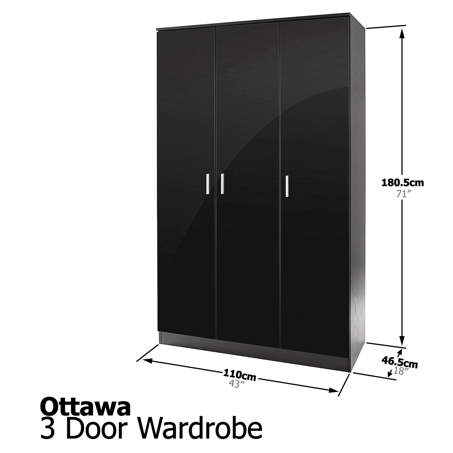 BEDROOM FURNITURE 3 PIECE SET BLACK GLOSS WARDROBE DRAWER BEDSIDE CHEST TABLE eBay