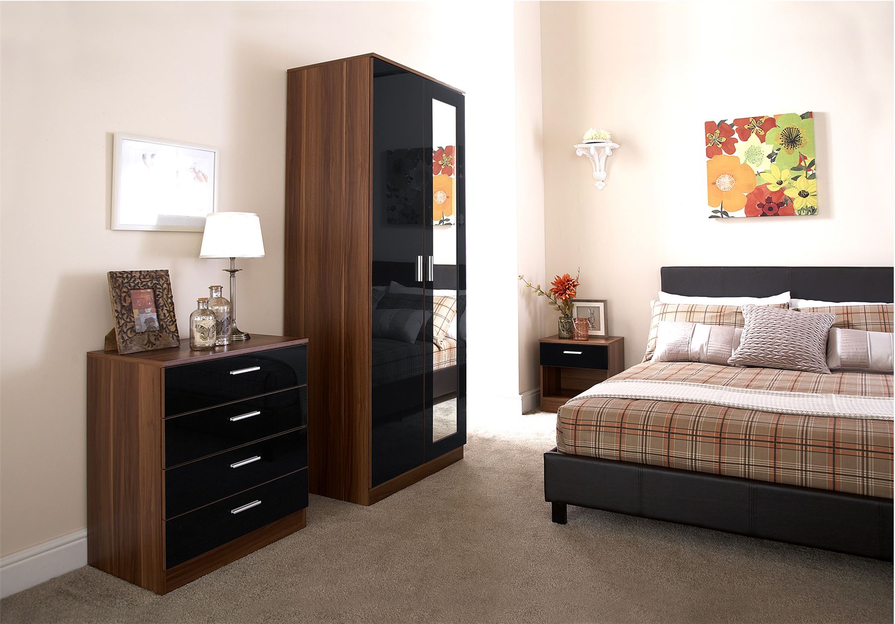 Dark Walnut Bedroom Furniture Uk chest of 4 2 drawers in black