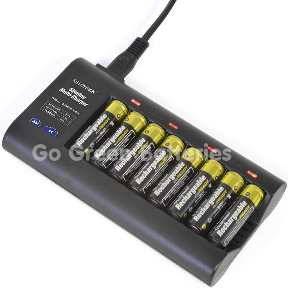 Lloytron 8 Slot Slimline MultiCharger for AA/AAA NiMH Rechargeable Batteries eBay