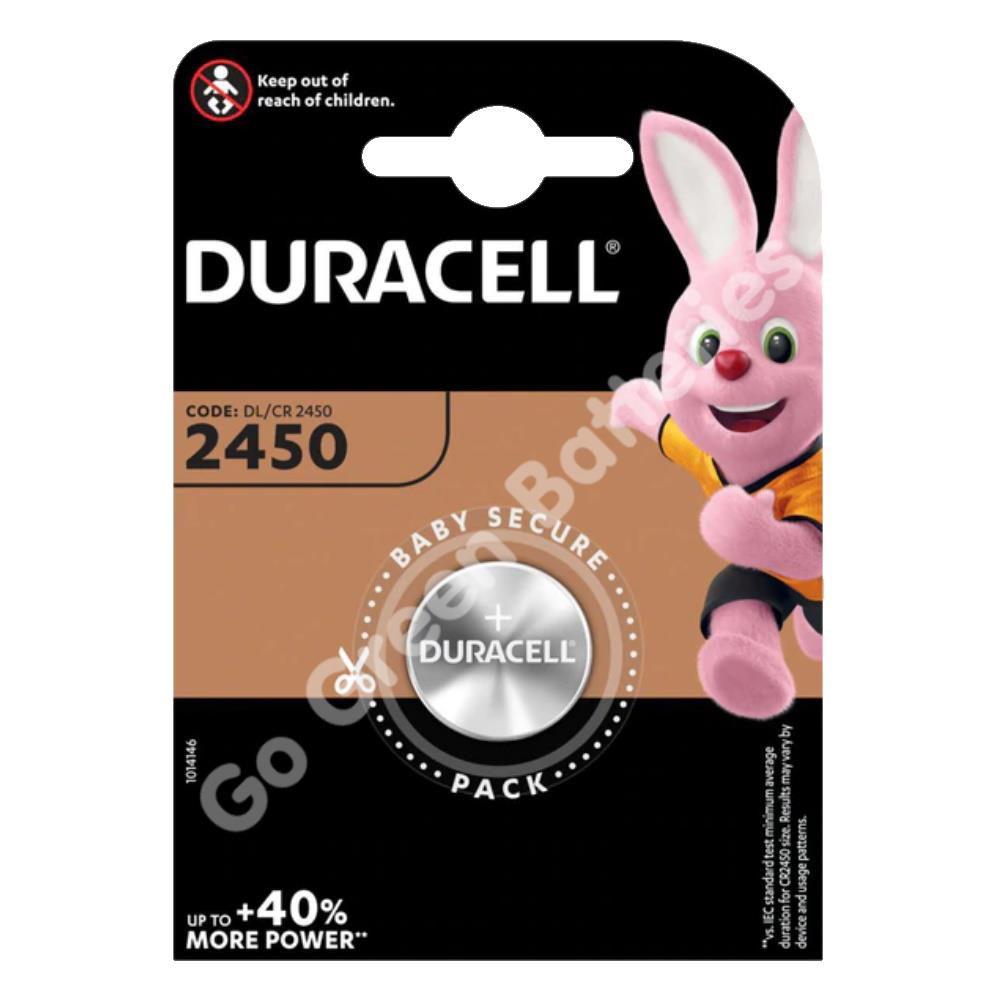 2 x Duracell CR2450 3V Lithium Coin Cell Battery 2450 DL2450 K2450L