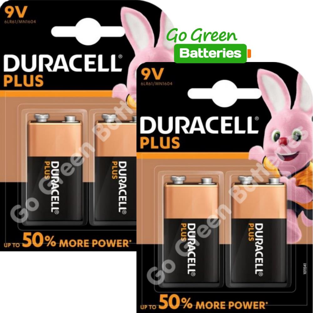 4 x Duracell 9V PP3 Plus Power Batteries, Smoke Alarms (LR22, MN1604