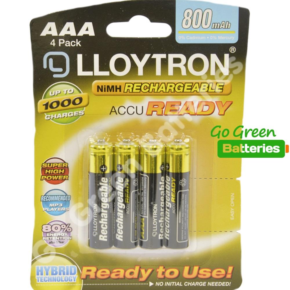 4 x AAA LLOYTRON SOLAR GARDEN LIGHT RECHARGEABLE BATTERIES READY TO USE