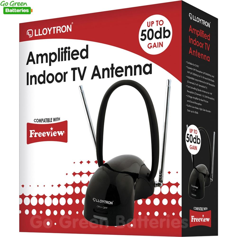 Lloytron Amplified Digital TV Indoor Antenna Booster Aerial 50dB Gain