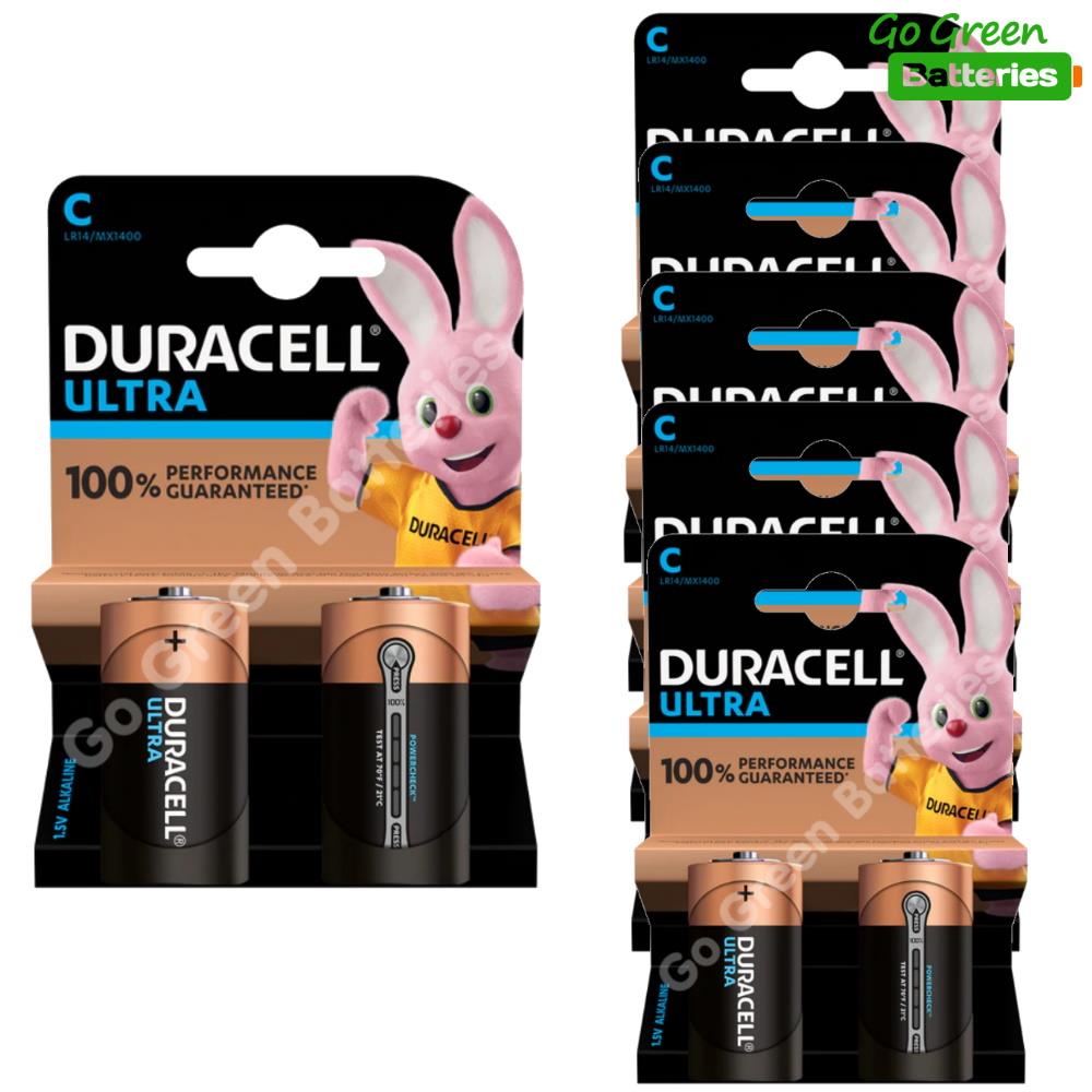 12 x Duracell C Size Ultra Power Alkaline Batteries (LR14, MN1400