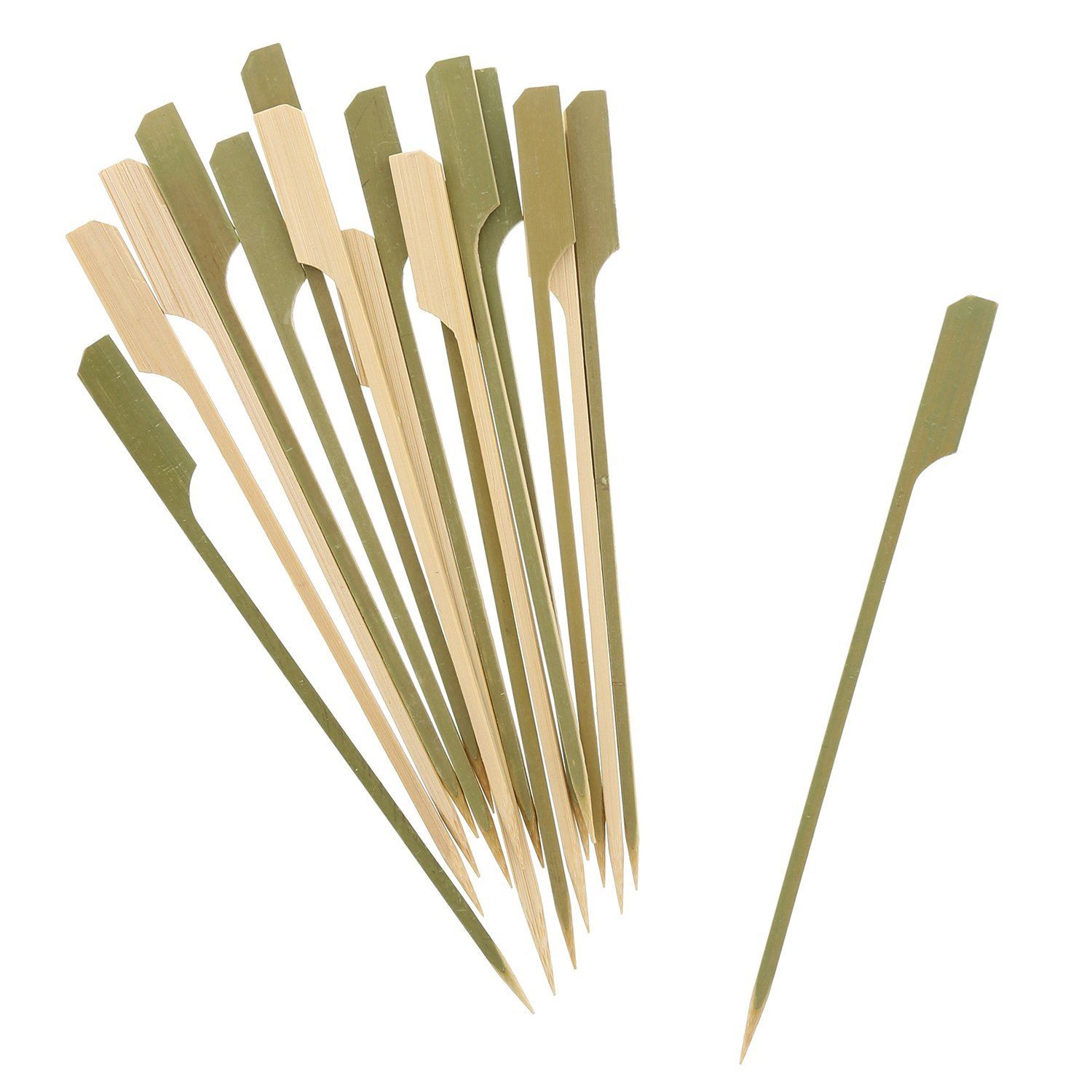 KRAFTZ® 100pc BBQ Wooden Bamboo Paddle Skewers Disposable Cocktail