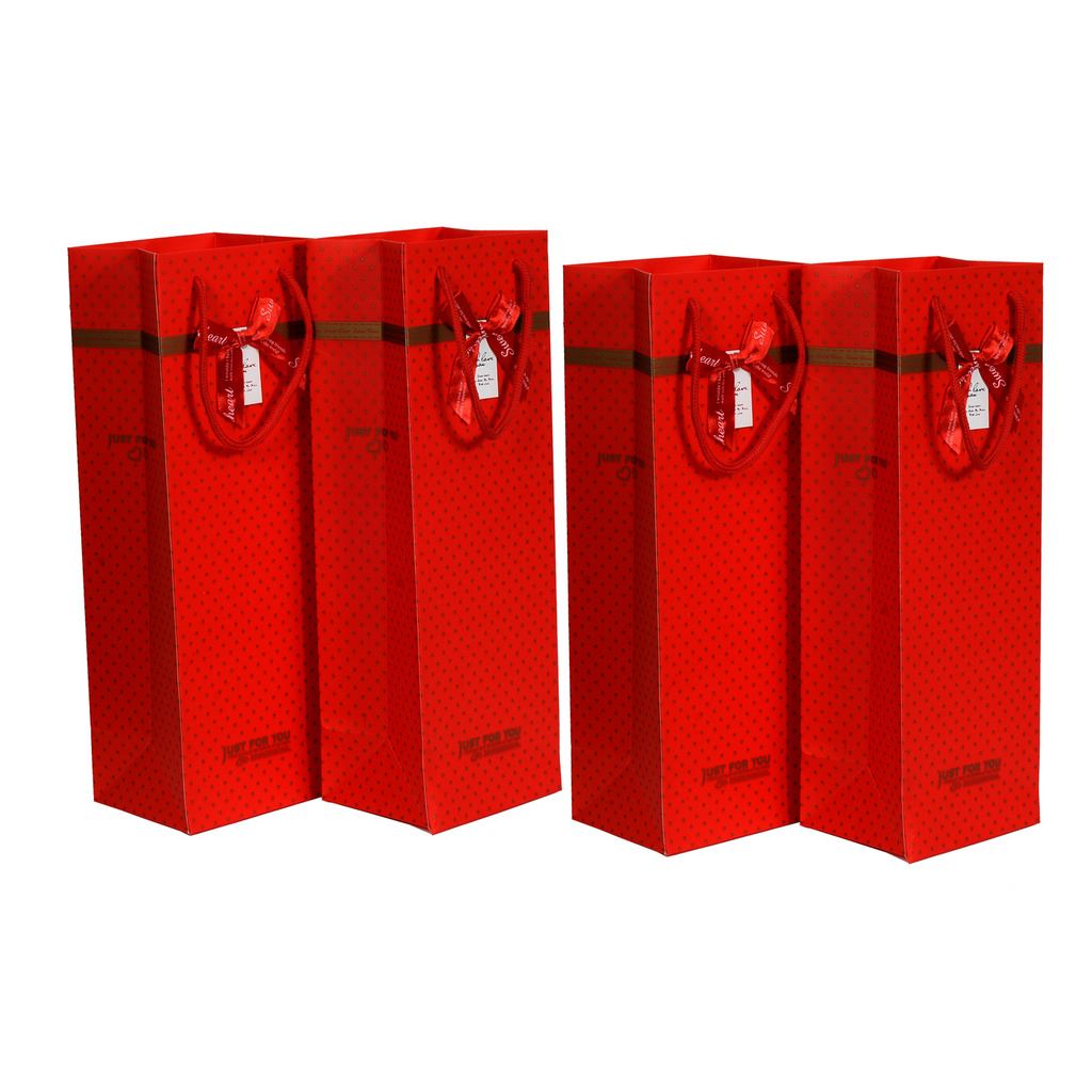 Red KRAFTZ® Christmas Xmas Party Matte Laminated 4 Gift Bags Small