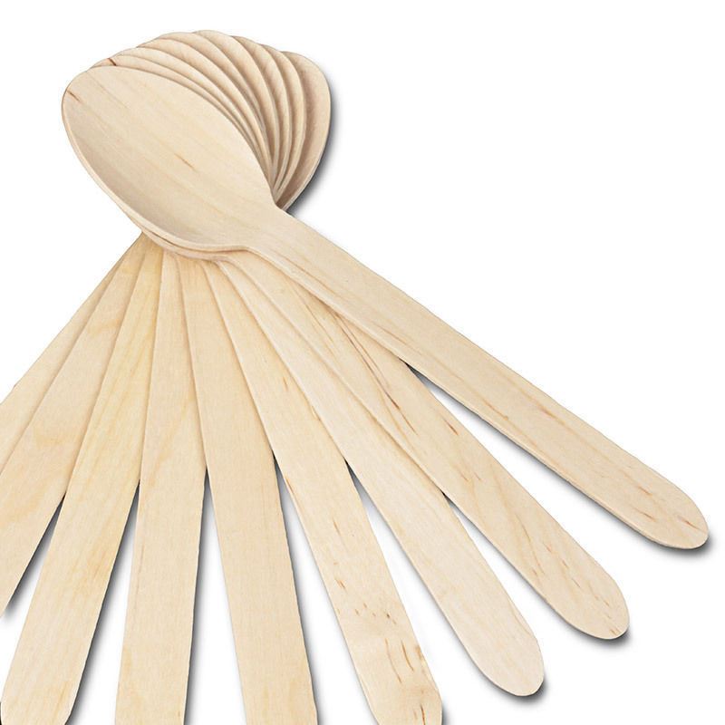 KRAFTZ® 500 Wooden Disposable Spoons 16cm Tableware Party Birthday Wedding