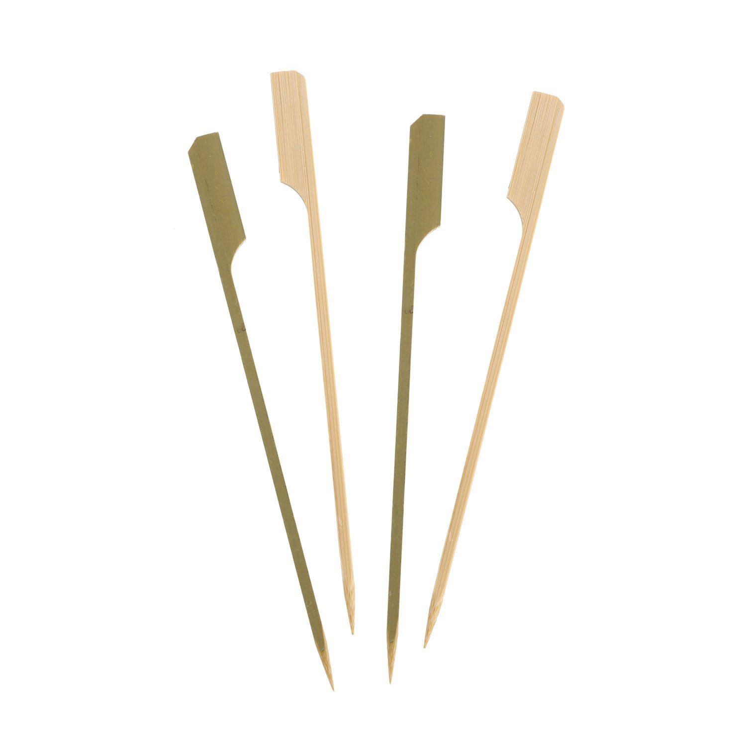 KRAFTZ® 100pc BBQ Wooden Bamboo Paddle Skewers Disposable Cocktail