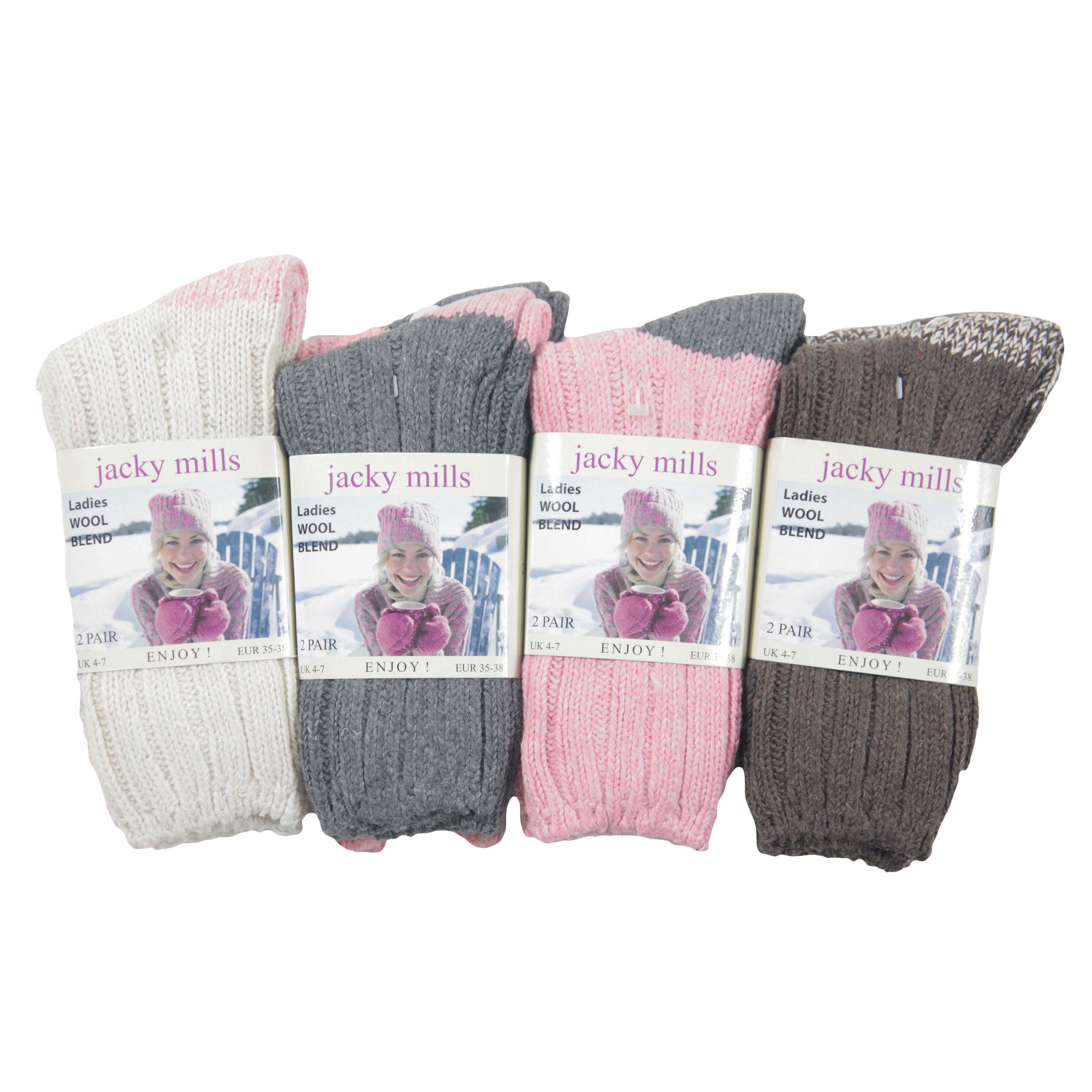 UK 4-7 6 Ladies CHUNKY Wool Blend EXTRA LONG Walking Boot Socks