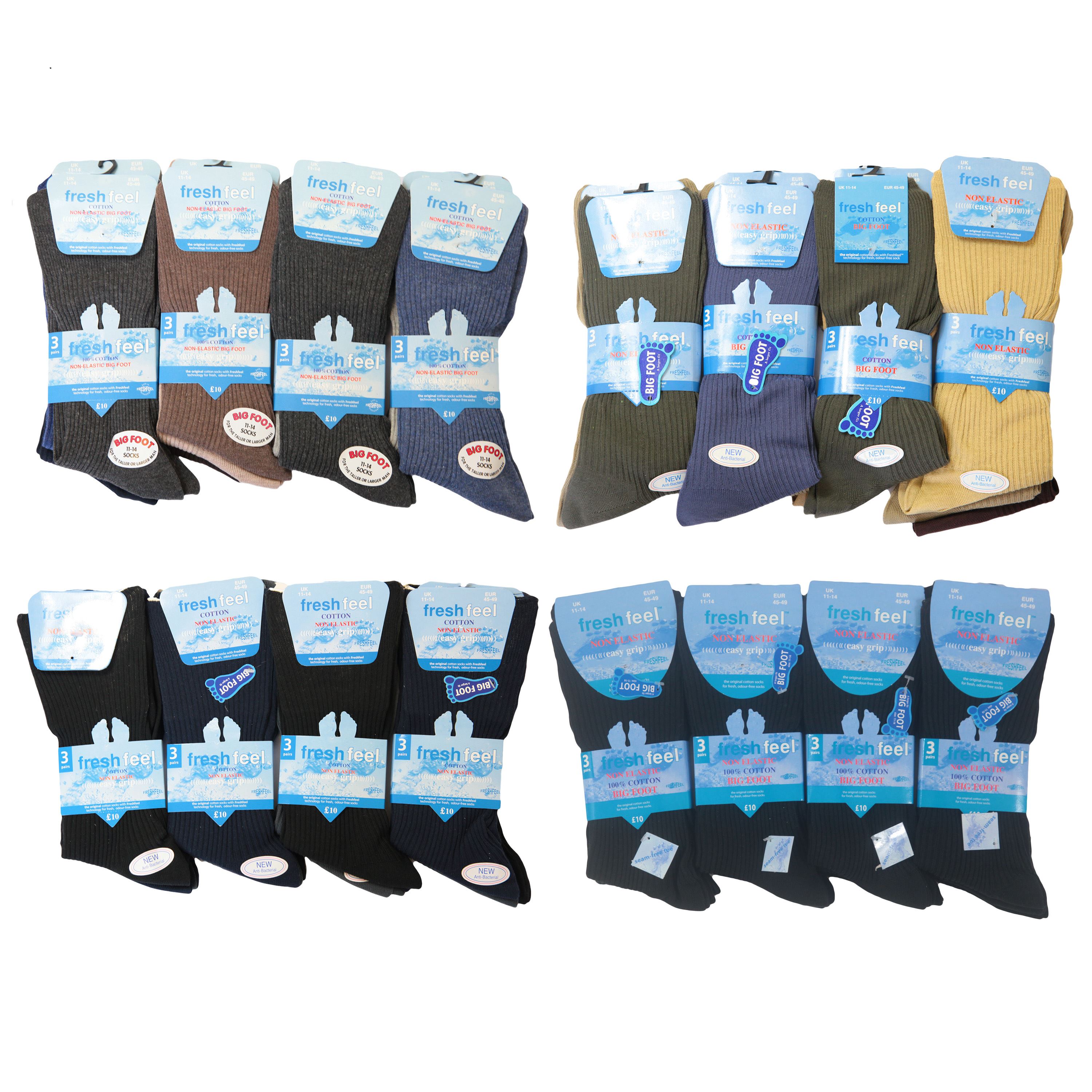 12 Pairs Mens Non Elastic Cotton Socks Comfort Grip Diabetic 6-11 Big Foot 10-13