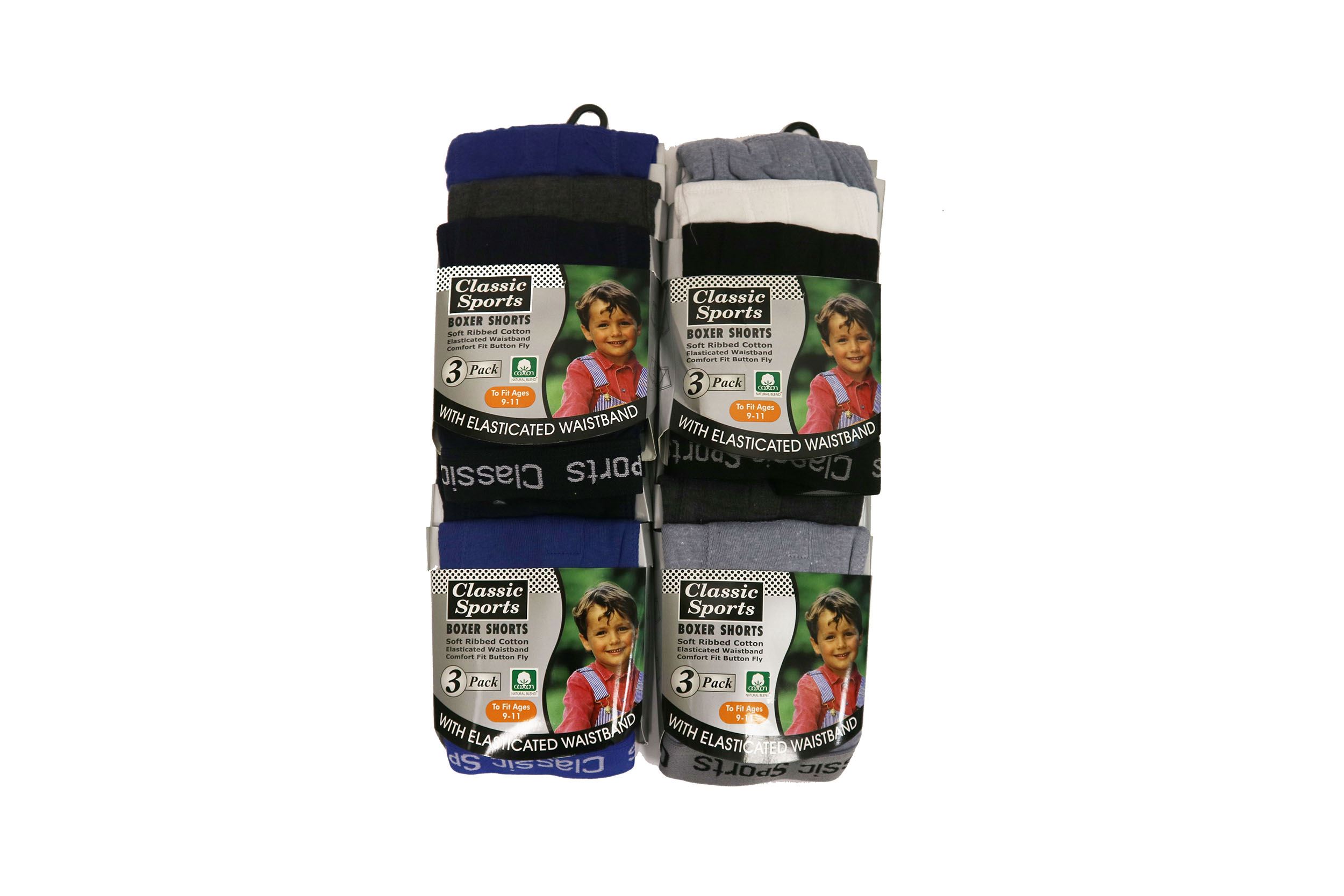Boys Underwear Boxer Shorts 12 Pack Button Fly Underpants Cotton Blend 6-13 Year