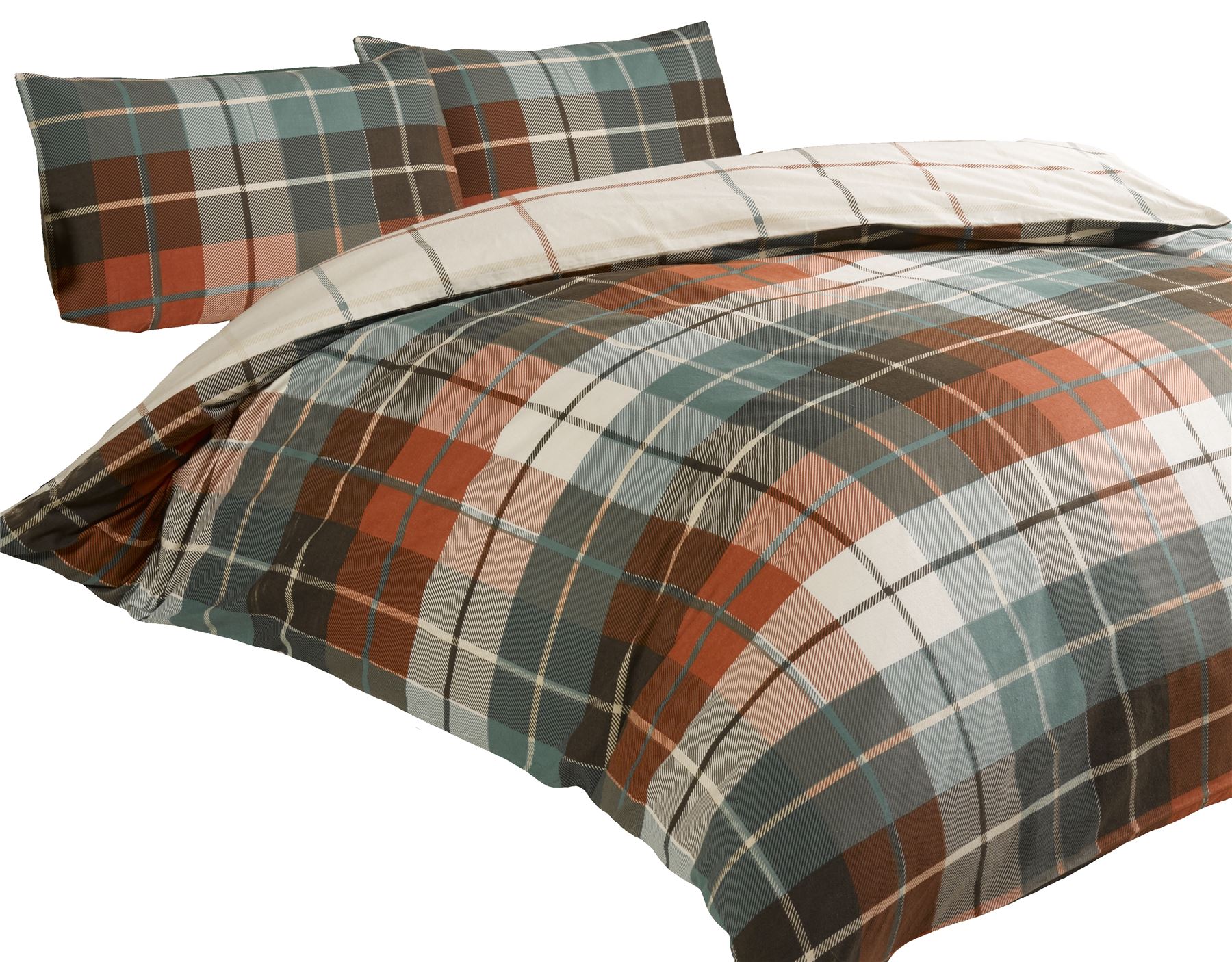 Lomond Check Flannellette Duvet Set - Picture 28 of 30