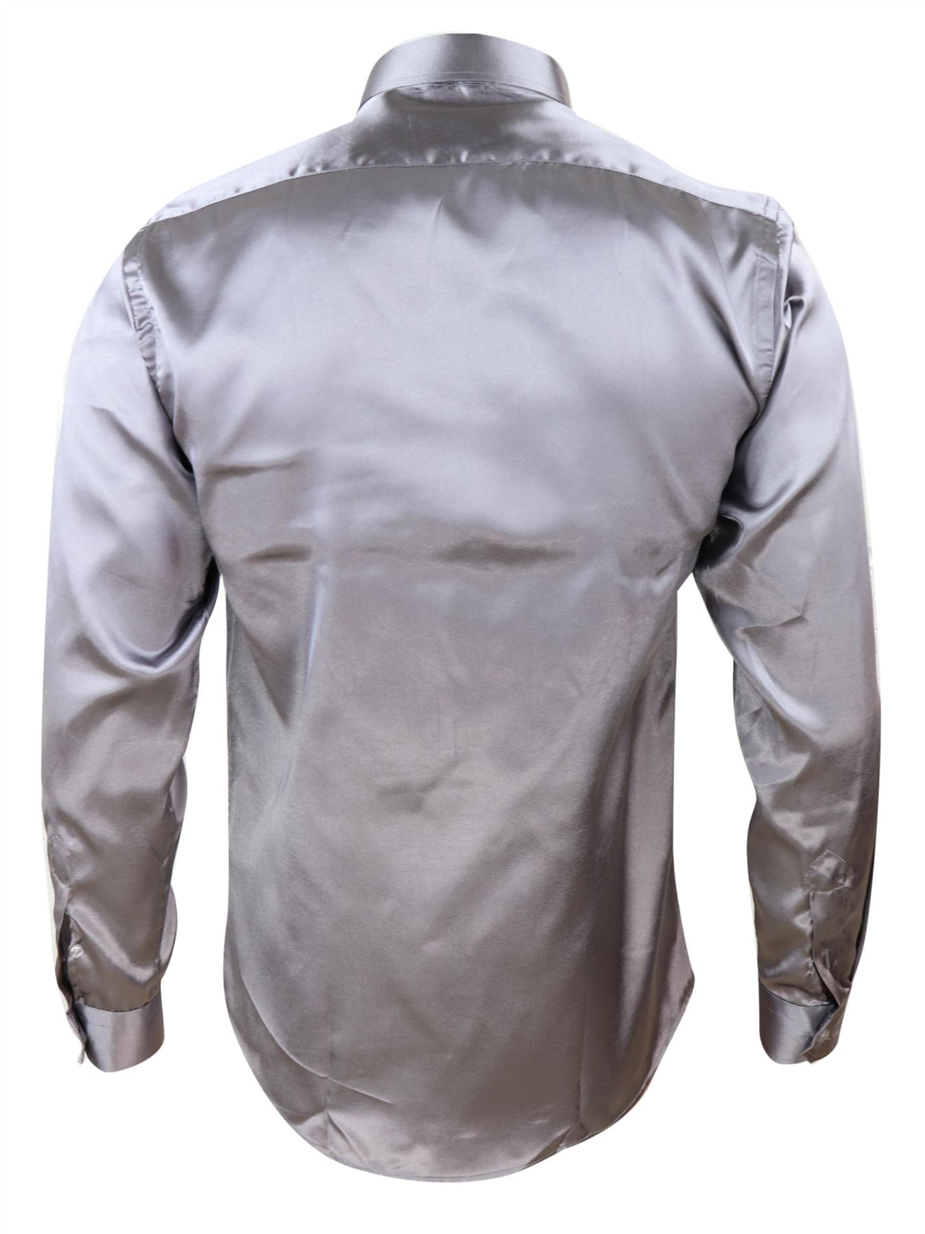thumbnail 19  - Mens Satin Silk Shirt Smart Casual Button Down Cuff Tailored Fit Shiny Party