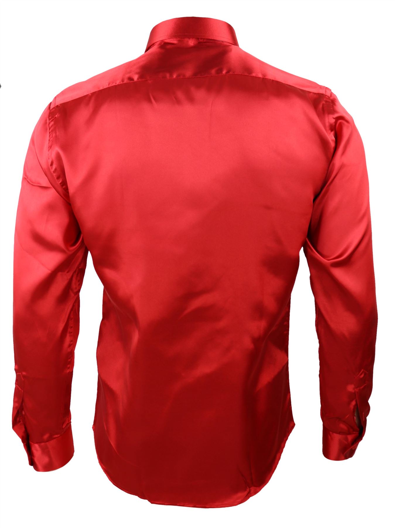 thumbnail 13  - Mens Satin Silk Shirt Smart Casual Button Down Cuff Tailored Fit Shiny Party