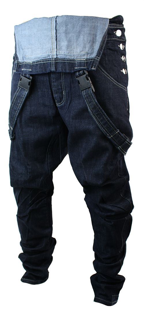 Salopette Jeans Retro da Uomo Denim Blu e Stile Casual a Cavallo Basso |  eBay