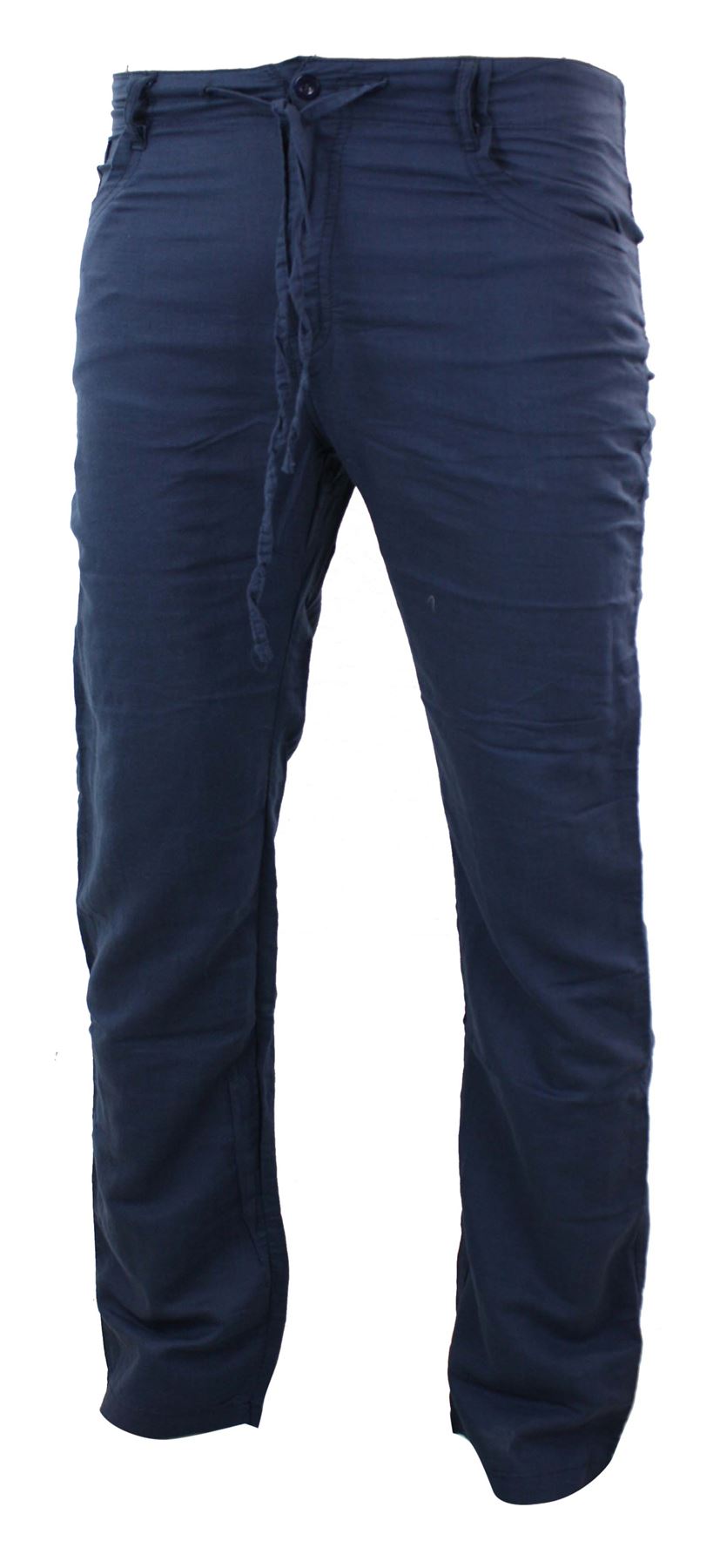 Mens 100 Linen White Navy Summer Light Trousers Beach Holiday Casual