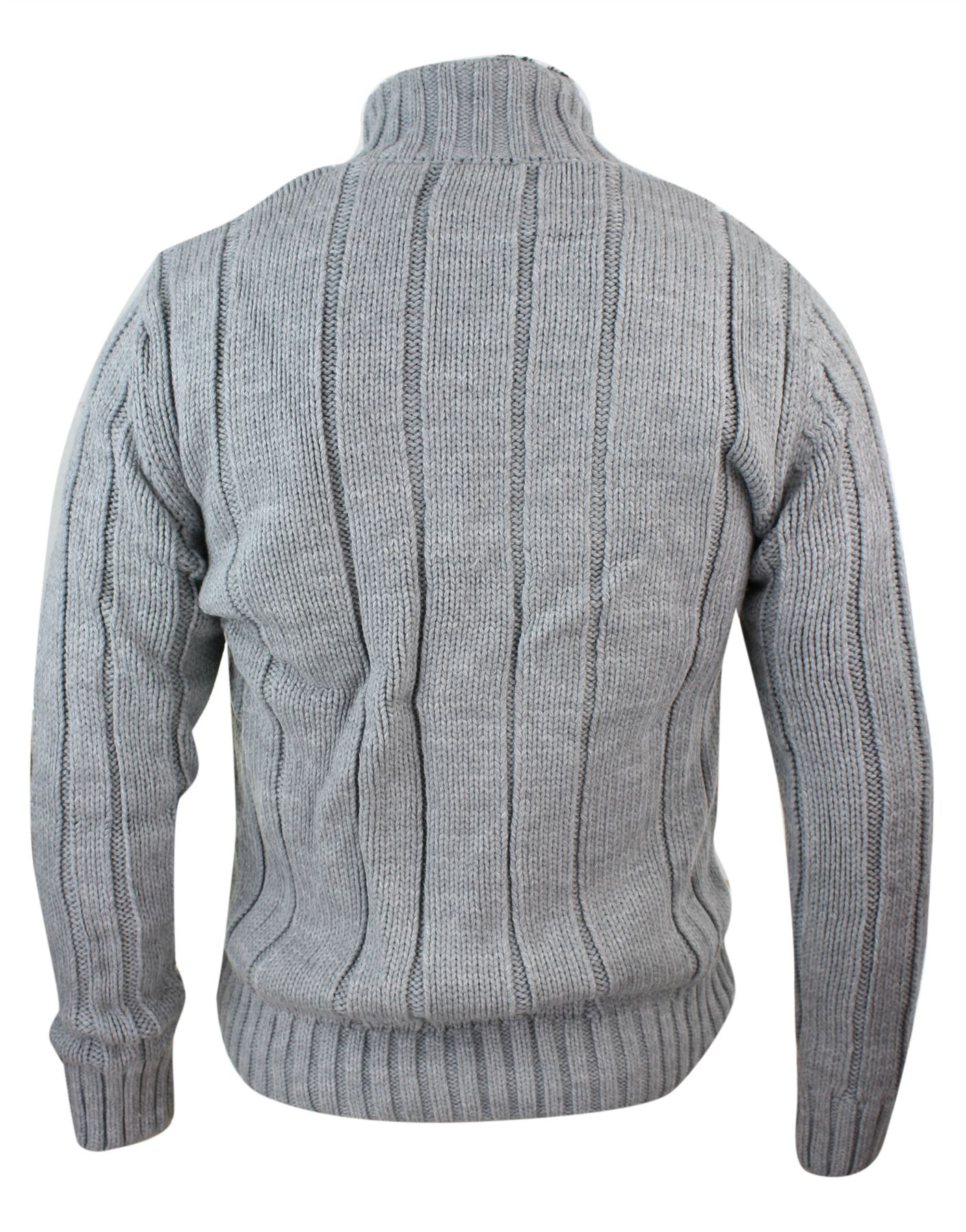 Mens Slim Fit Button Cardigan Jumper Knitted Wool Chunky Thick Fleece