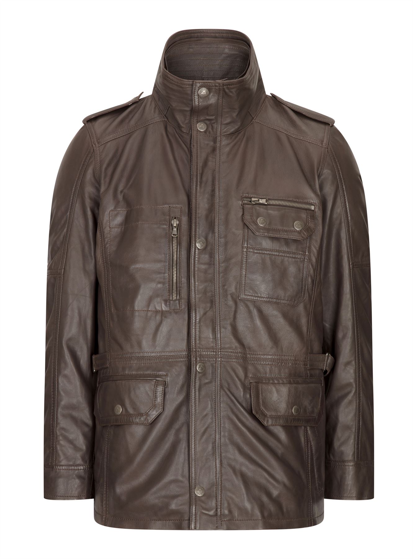 Pre-owned Truclothing Mens Real Leather Parka Coat Military 3/4 Black Brown Tan Army General