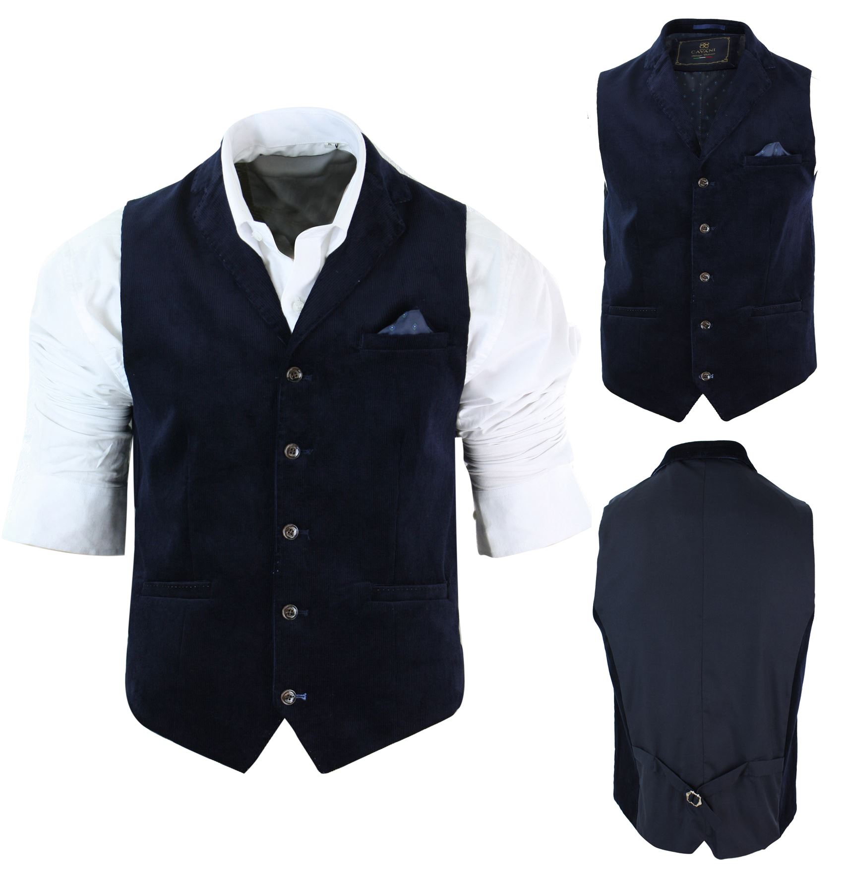 Mens Tailored Fit Retro Herringbone Tweed Waistcoat Vest Velvet