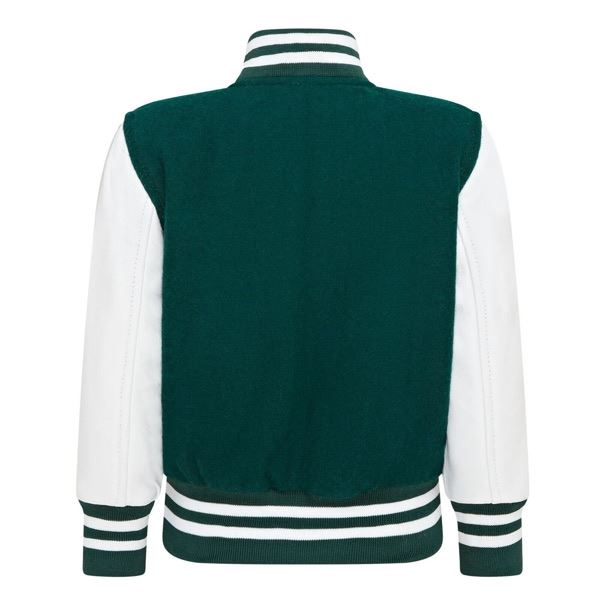 Kids Green White Varsity Bomber Jacket - Picture 8 of 8
