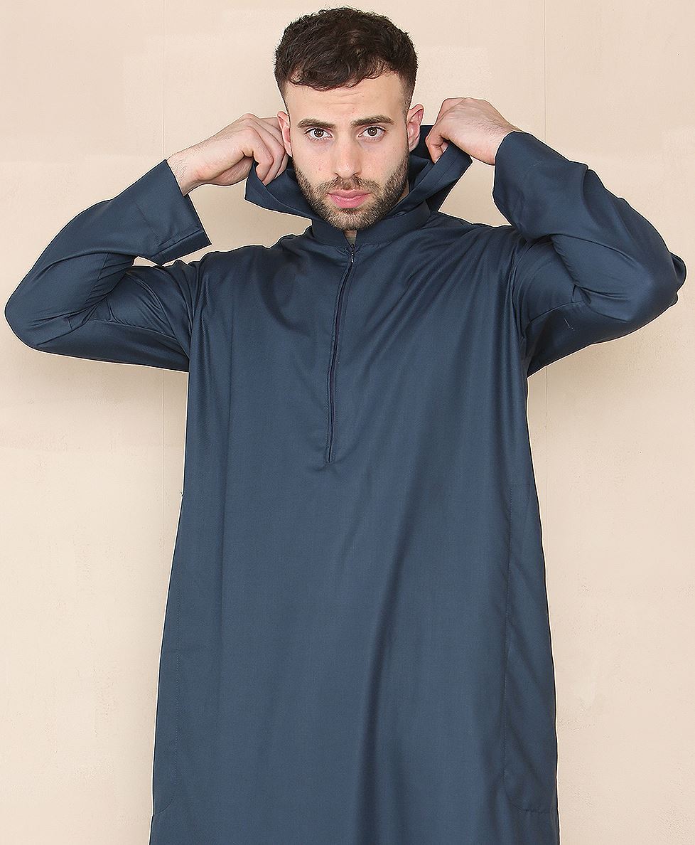 Men's Muslim Slim or Regular Fit Hooded Thobe TruClothing - Picture 19 of 26