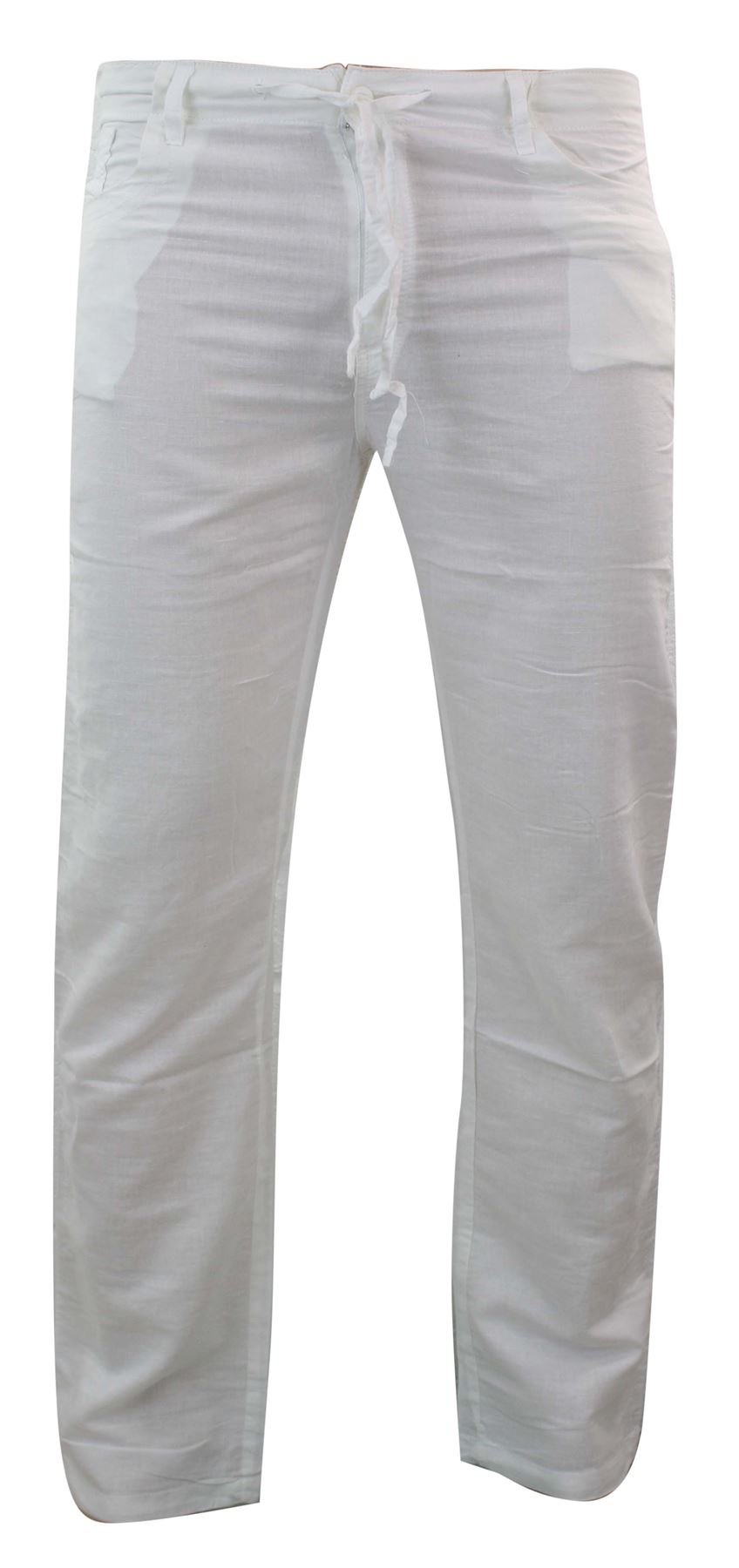 Mens 100 Linen White Navy Summer Light Trousers Beach Holiday Casual