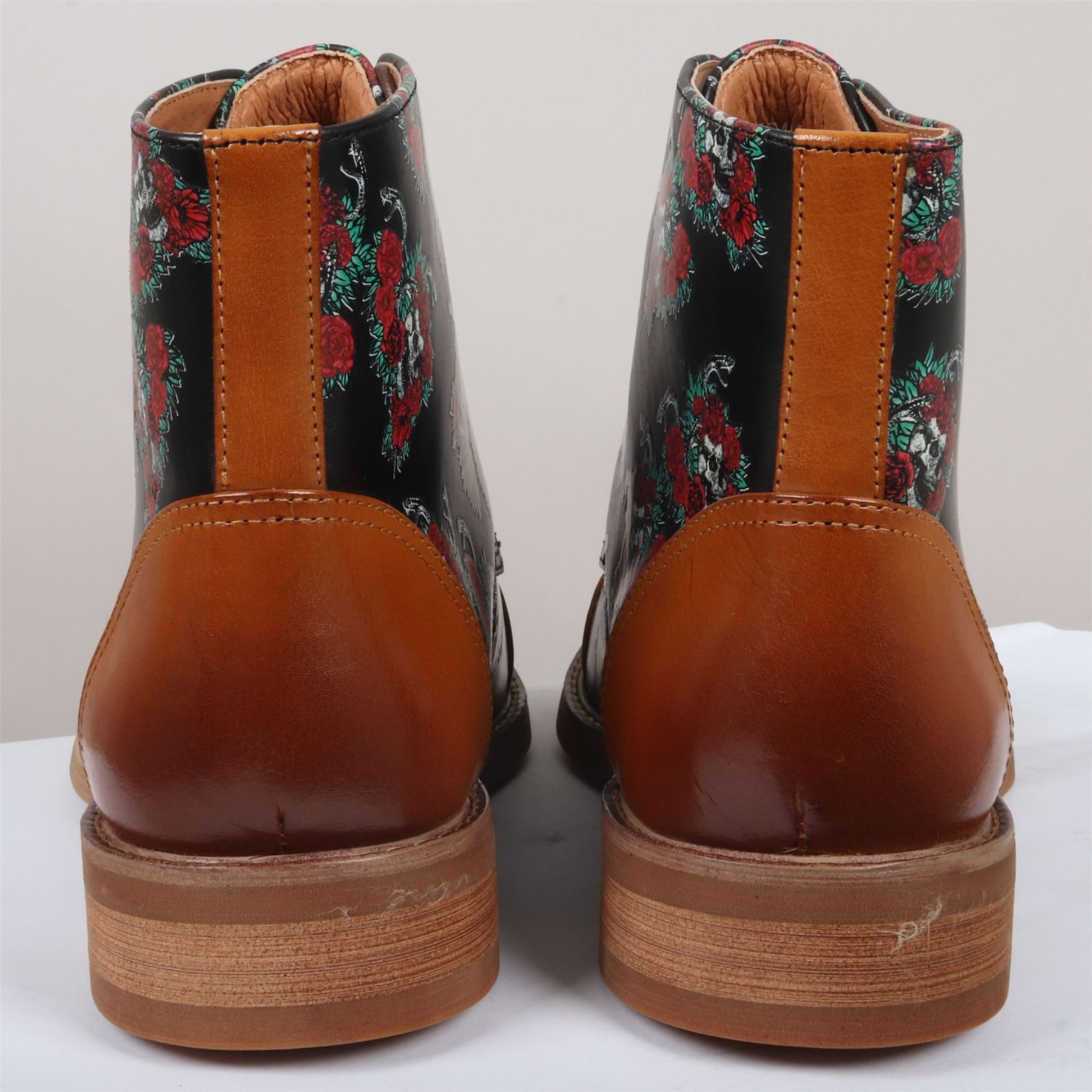 Justin Rees Adam Mens Floral Tapestry Leather Lace Up Boots Tan Black Gold 40‎ Men main image 4