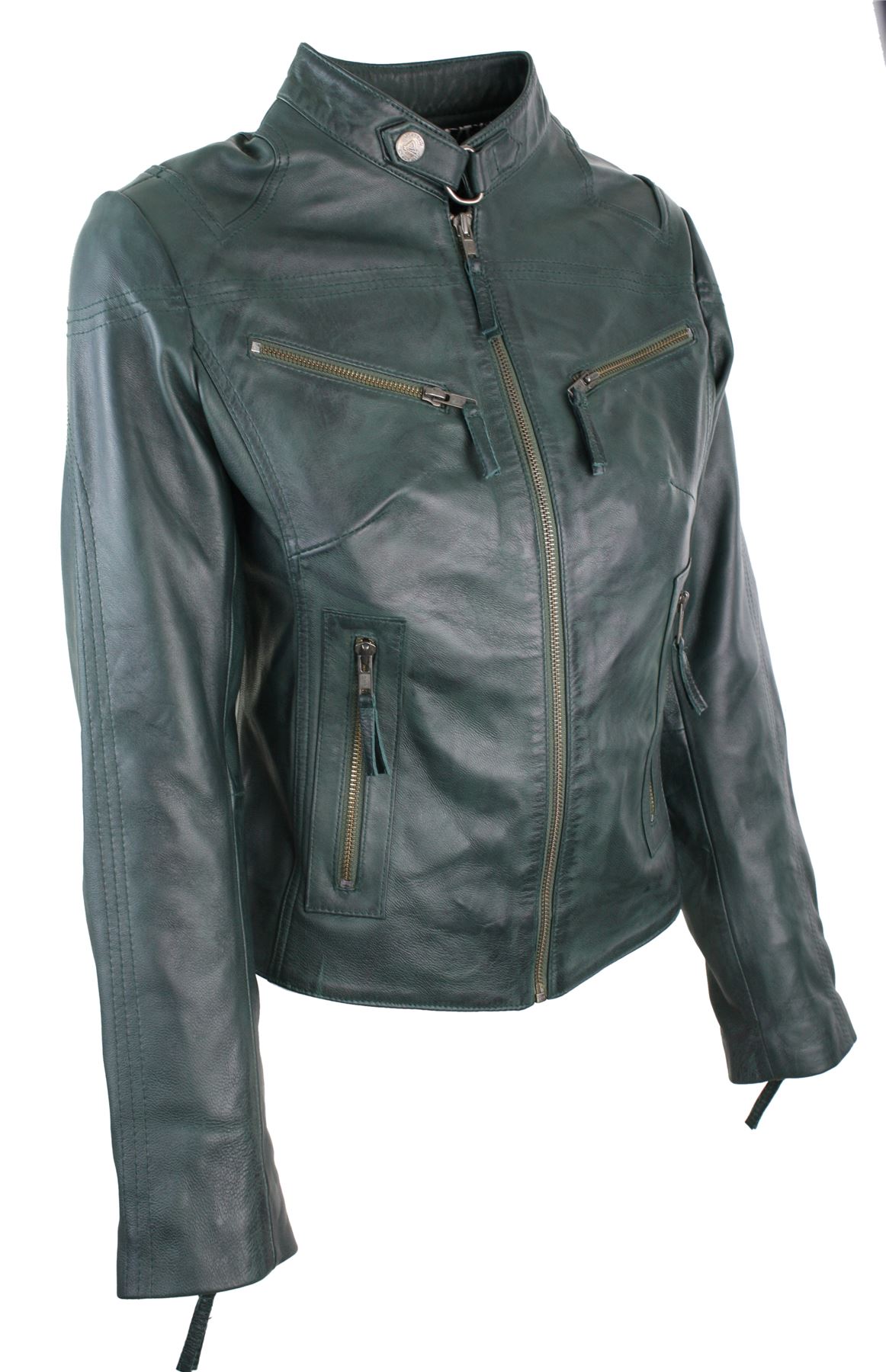 Ladies Womens Real Leather Vintage Slim Fit Biker Leather Jacket eBay