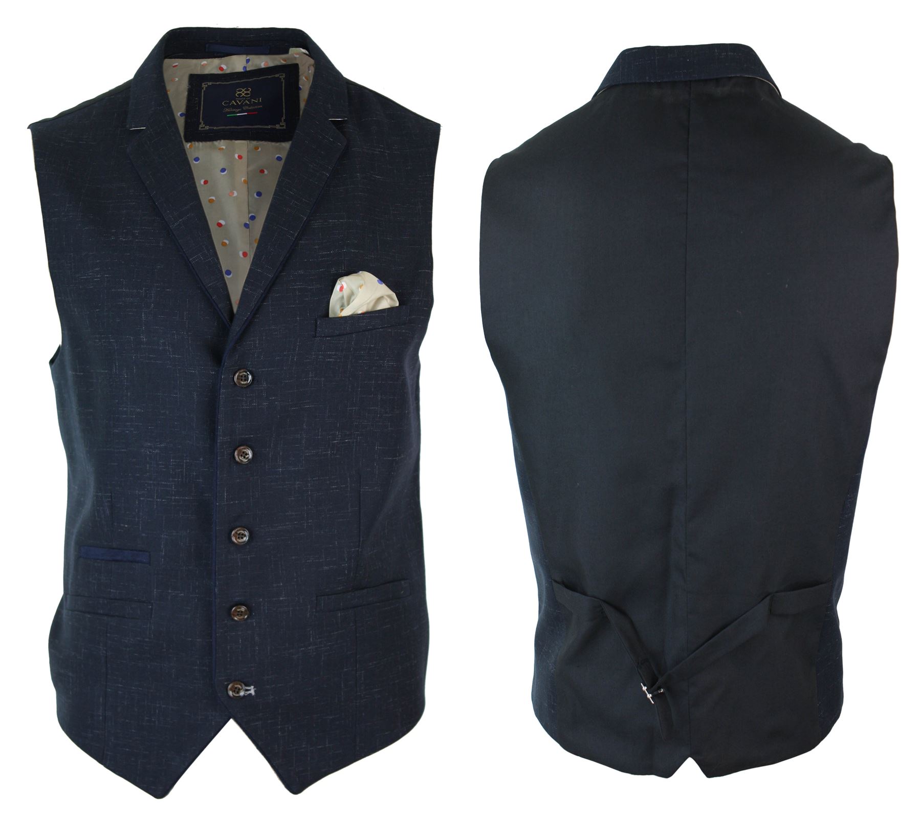 Mens Slim Fit Check Herringbone Tweed Waistcoat Navy Blue Vintage Plum