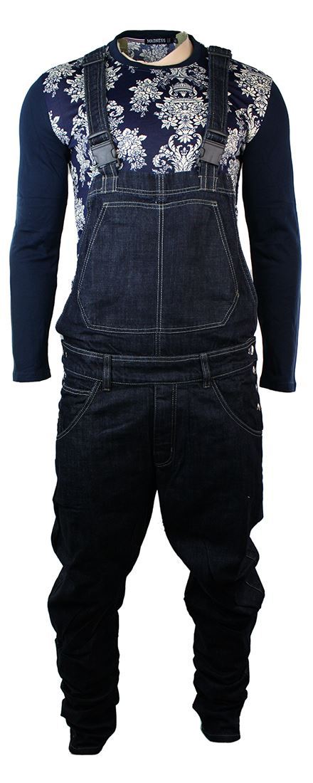 Salopette Jeans Retro da Uomo Denim Blu e Stile Casual a Cavallo Basso |  eBay