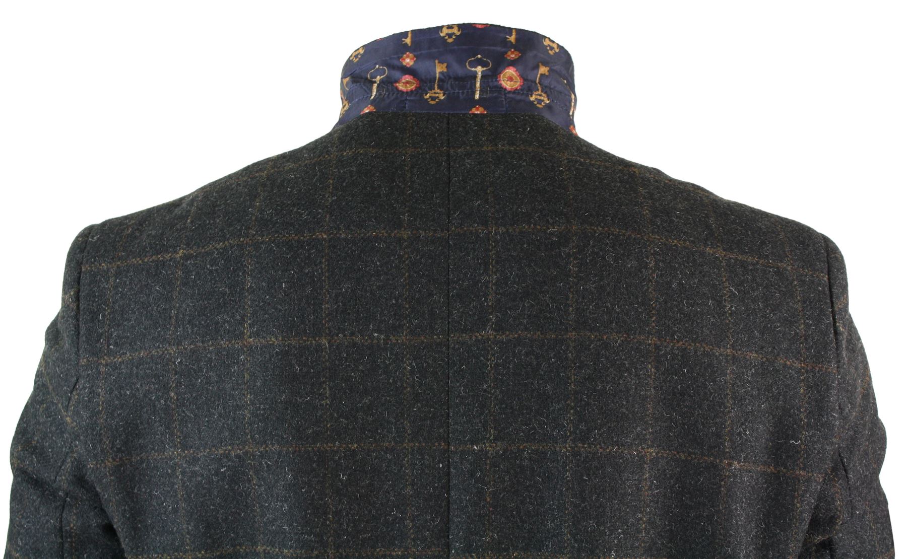 Mens 3/4 Long Grey Brown Check Wool Herringbone Tweed Crombi Coat Jacket Winter | eBay