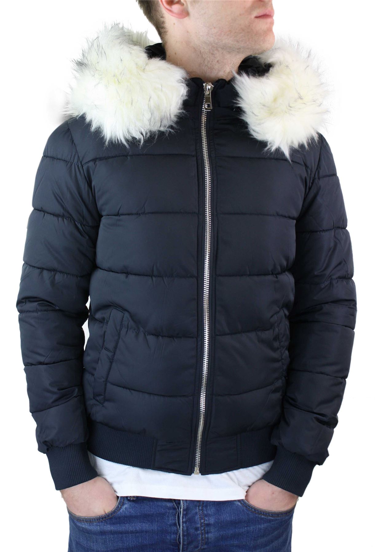 mens puffer bomber jacket with hood