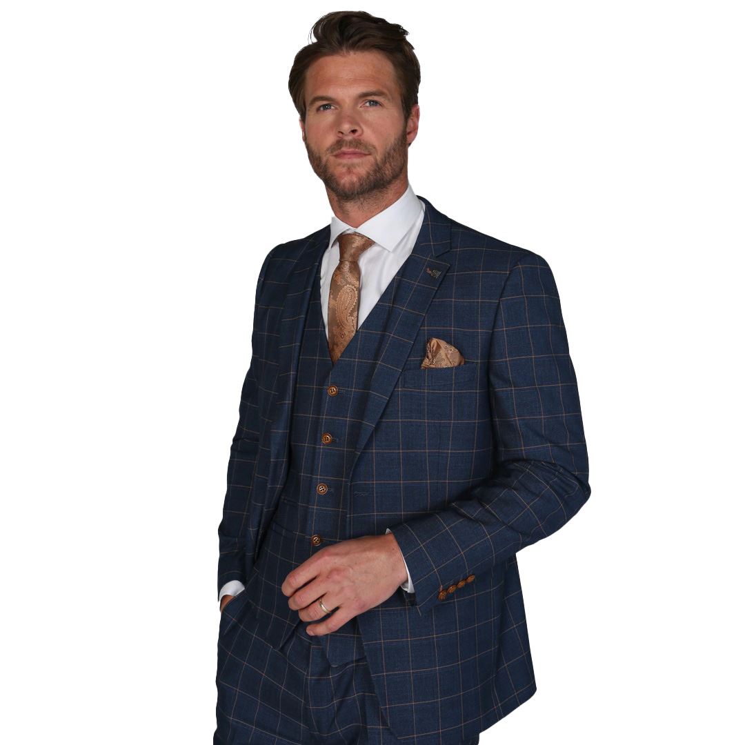 Men's Blue Suit Set Blazer Vest Trousers Formal Dress | eBay