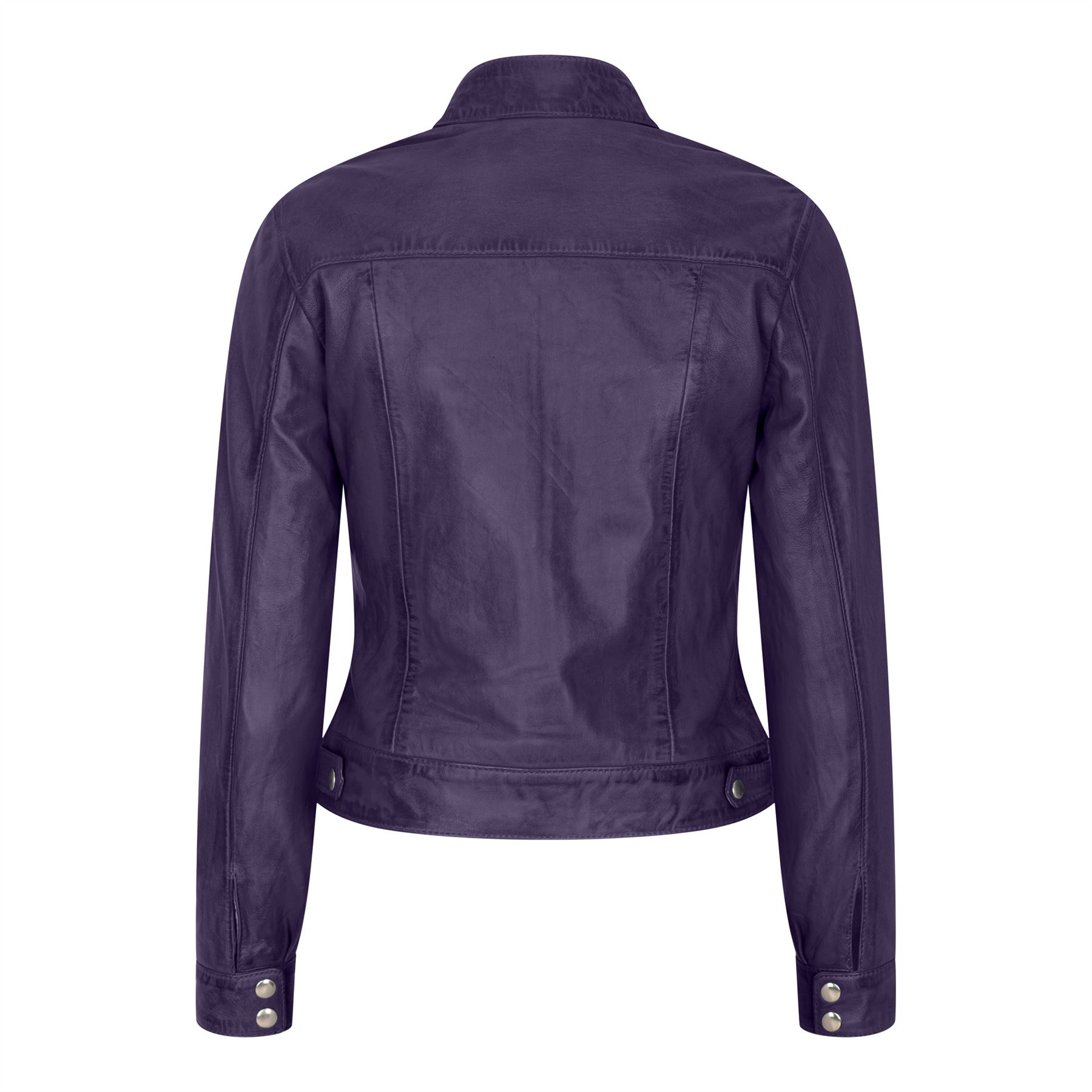 Women's Leather Biker Jacket - Picture 12 of 17