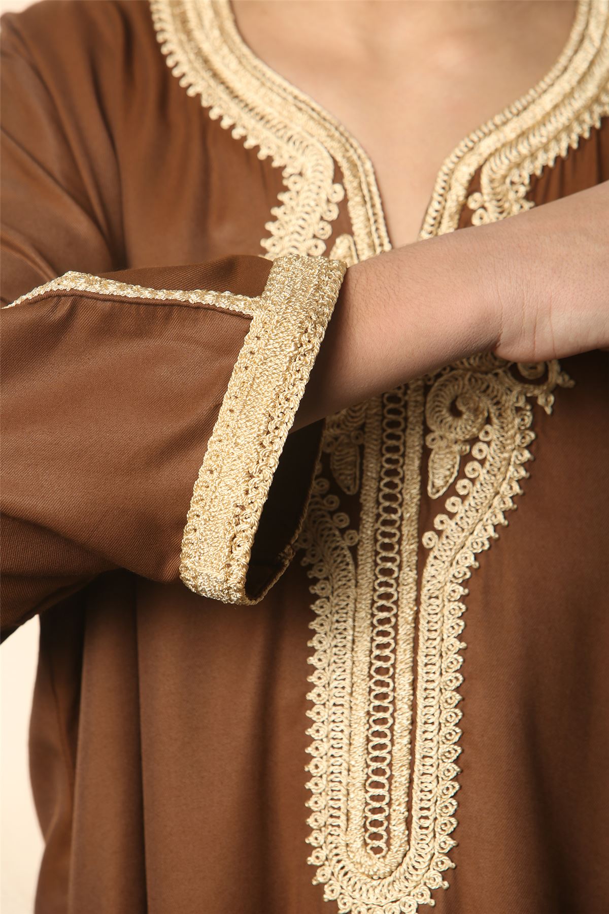 HM60 - Boys Moroccan Thobe Short Sleeve Embroidery Gandoura - Picture 6 of 15