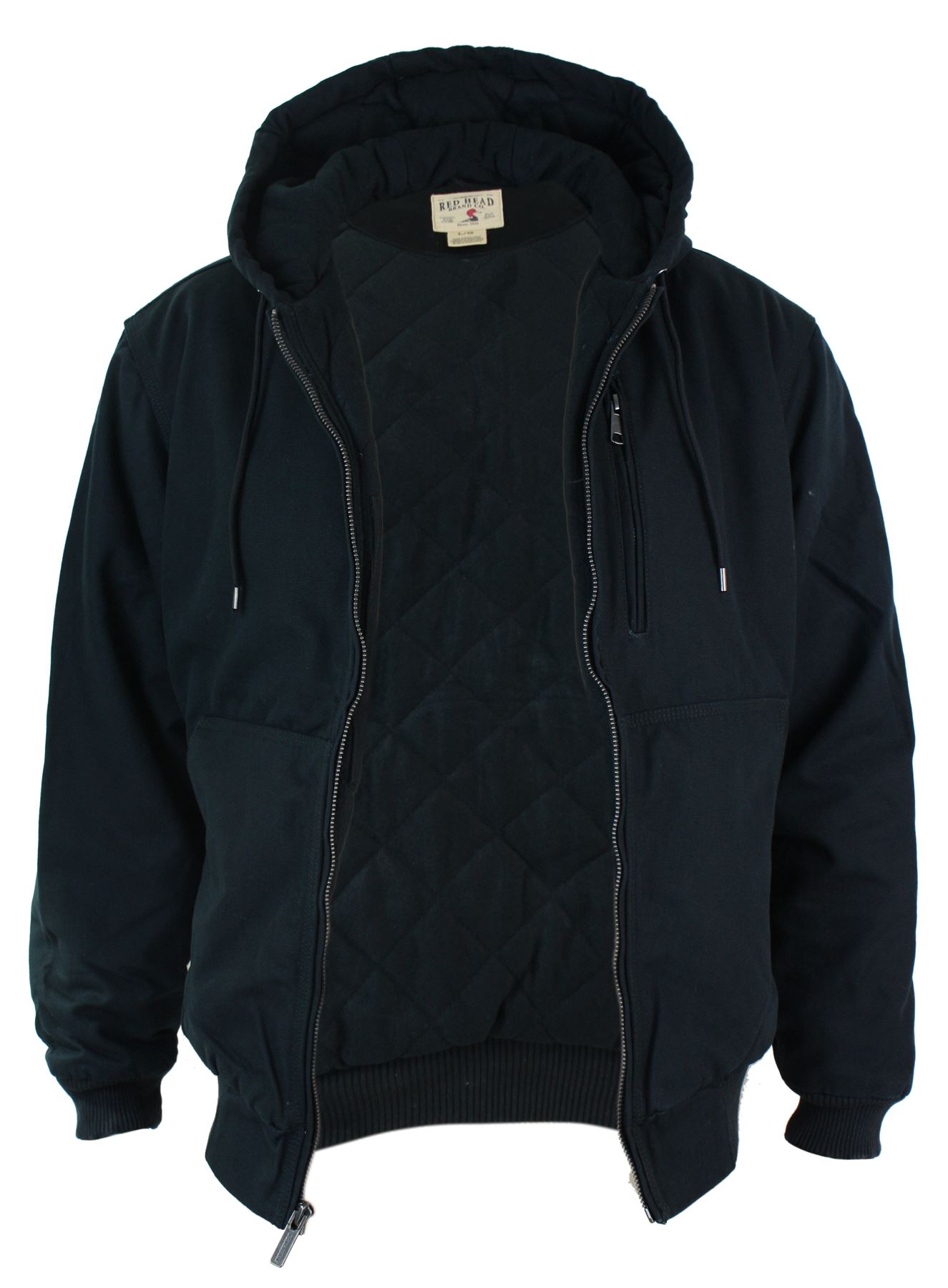 Mens Zip Hood Quilted Casual Bomber Jacket Warm Winter Khaki Camel