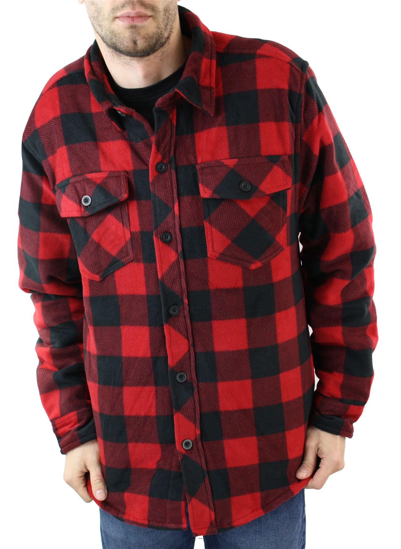 Mens Original Lumberjack Button Shirt Jacket Thermal Quilted Warm