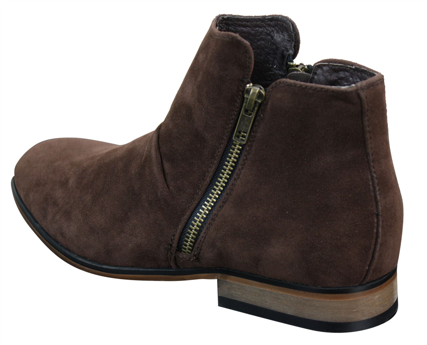 Mens Italian Suede Slip On Zip Ankle Boots Smart Casual Desert Chelsea