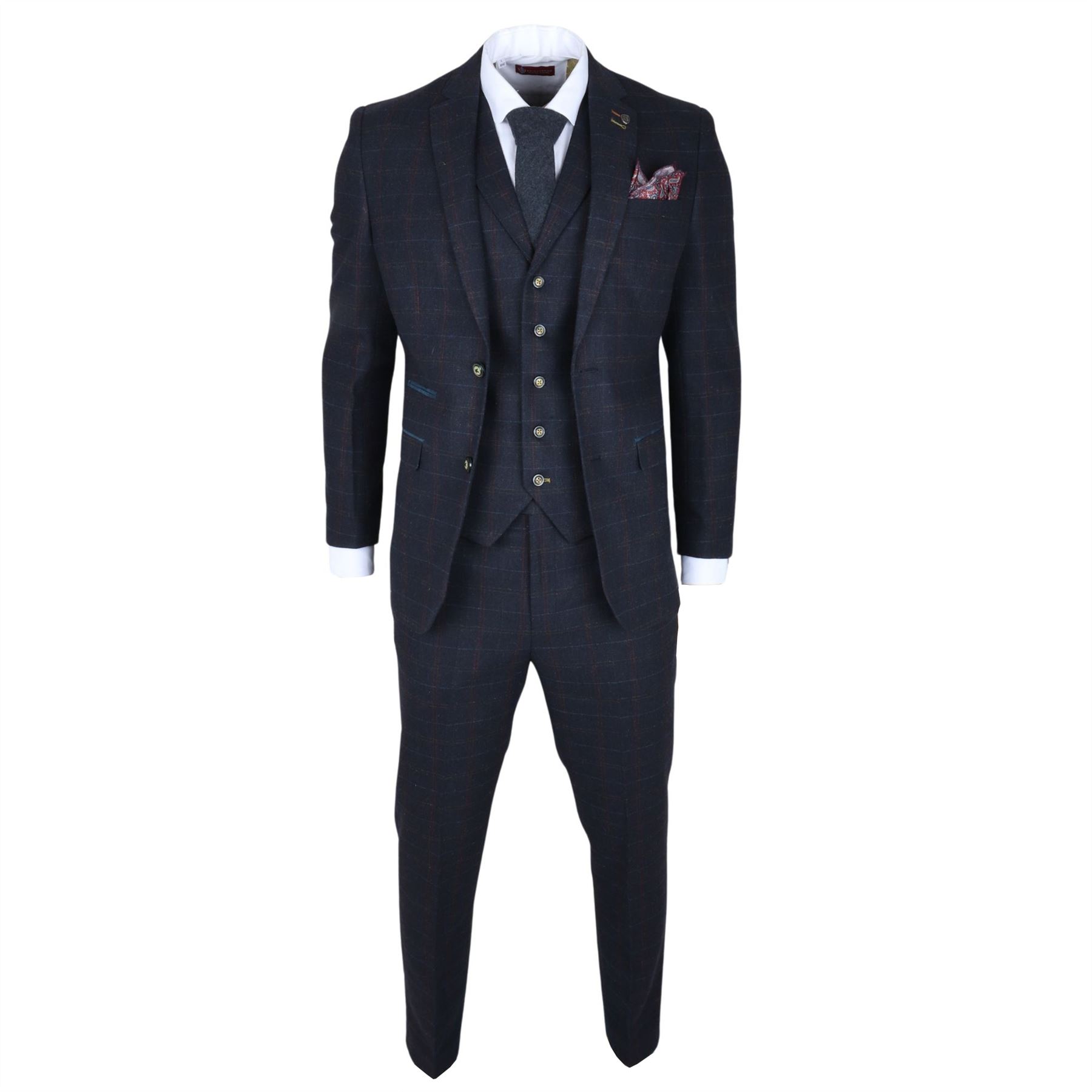 TRUCLOTHING ROBERT SIMON RYAN - MEN'S 3 PIECE NAVY TWEED SLIM FIT SUIT