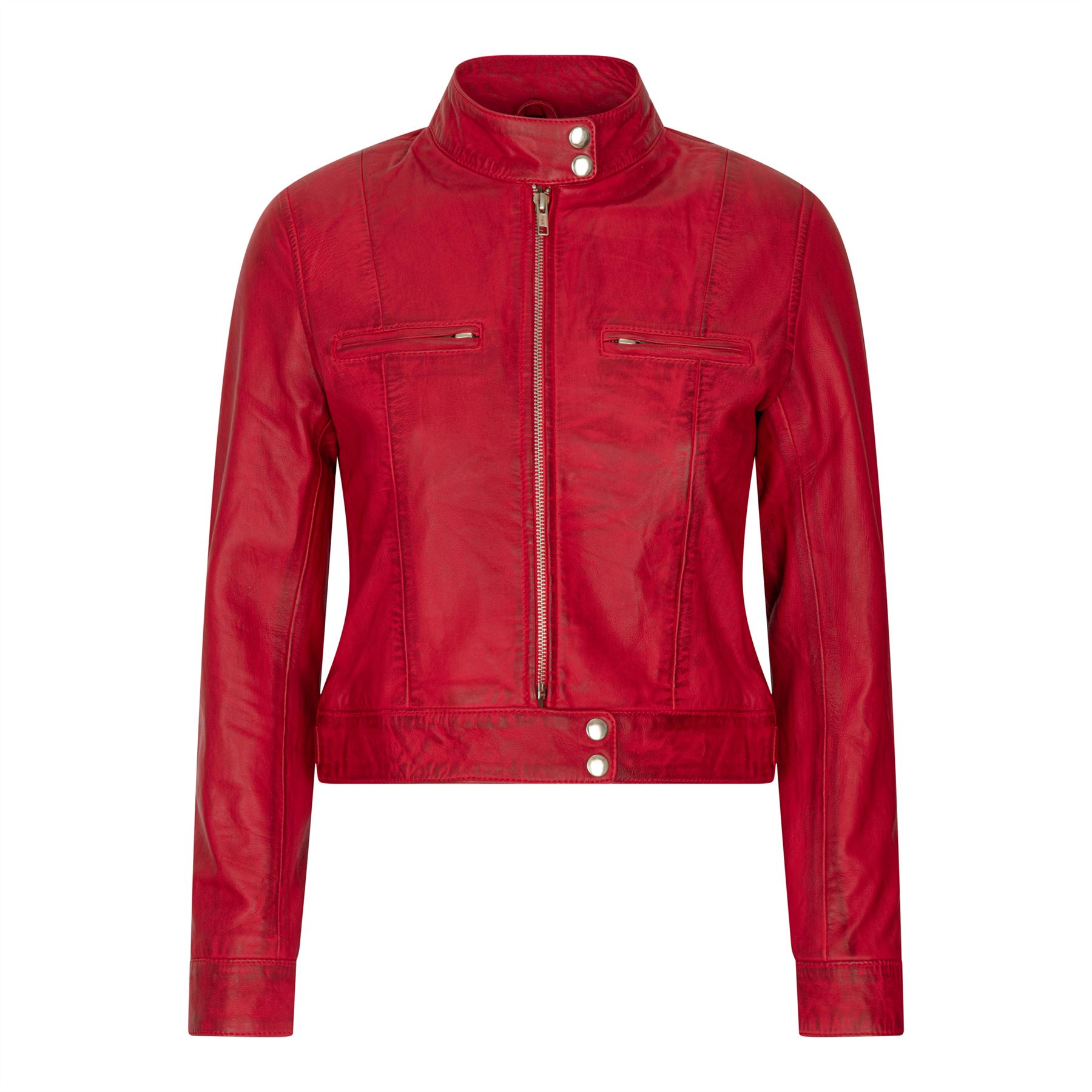 Women's Leather Biker Jacket - Picture 2 of 17