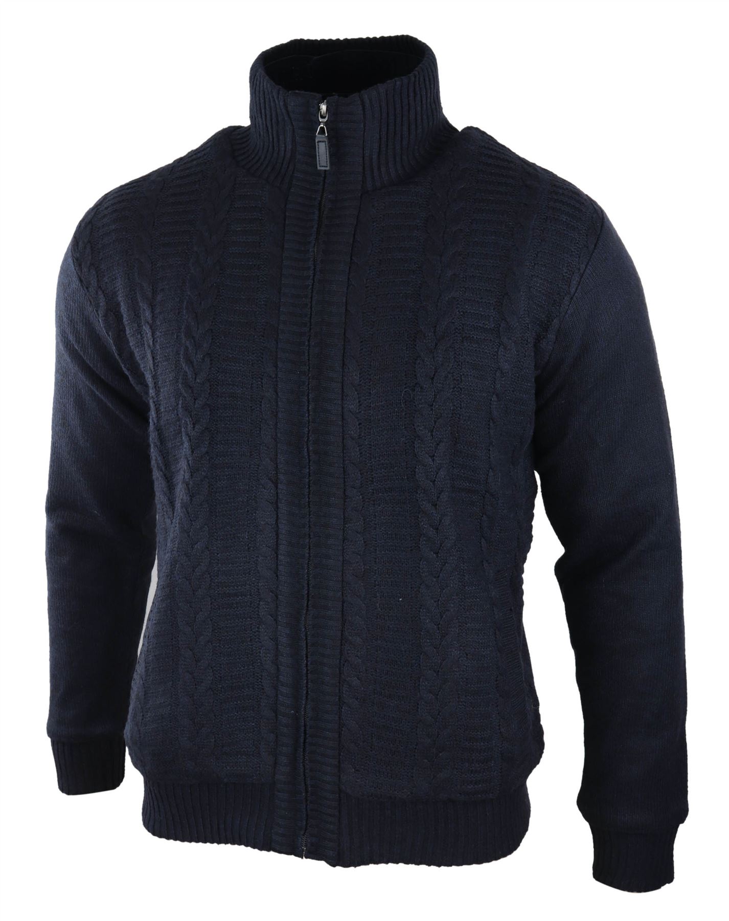 Men's cardigan sweater knitted zip full lined warmly eBay