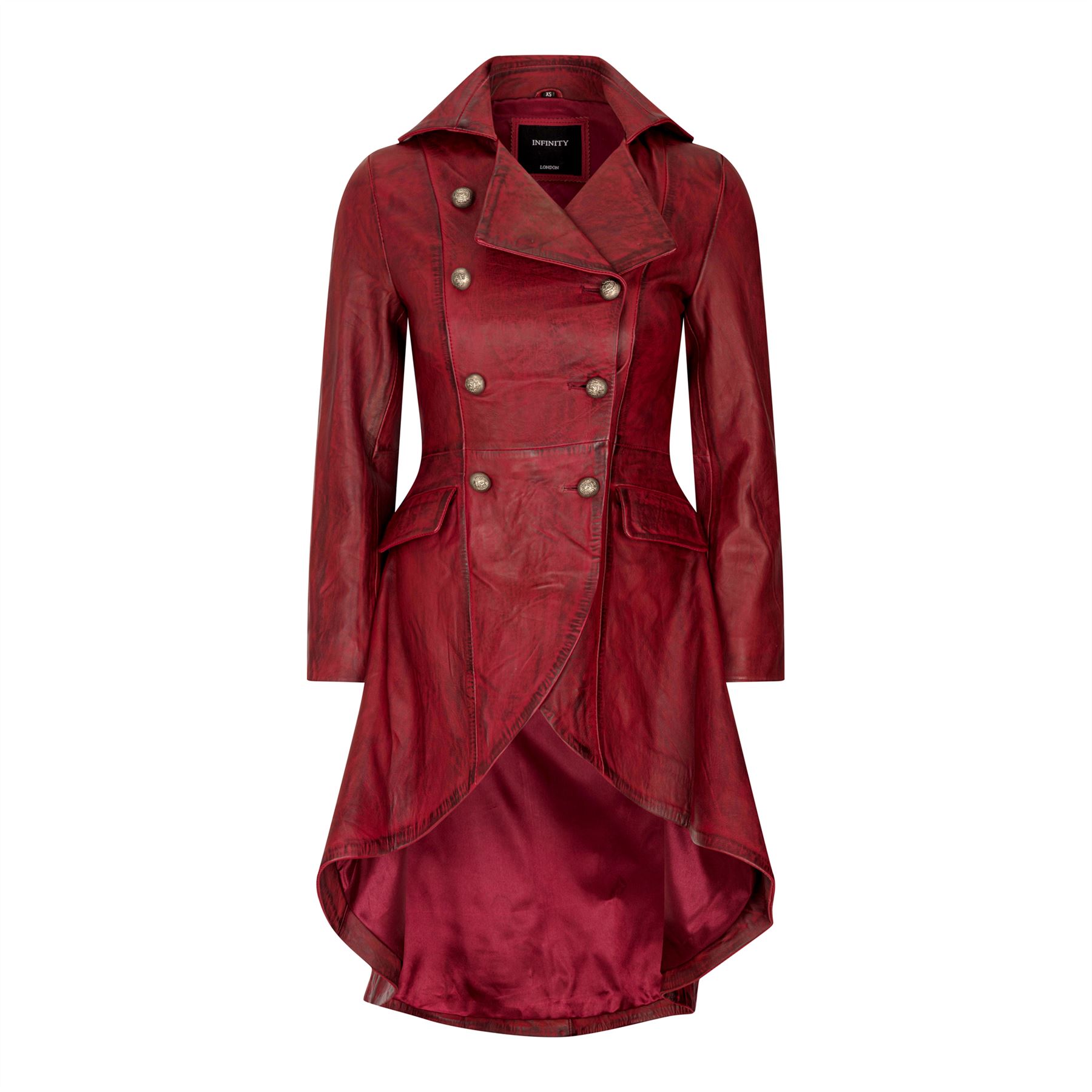 Damen Gothic Tail Coat zweireihige Lederjacke - Bild 6 von 17