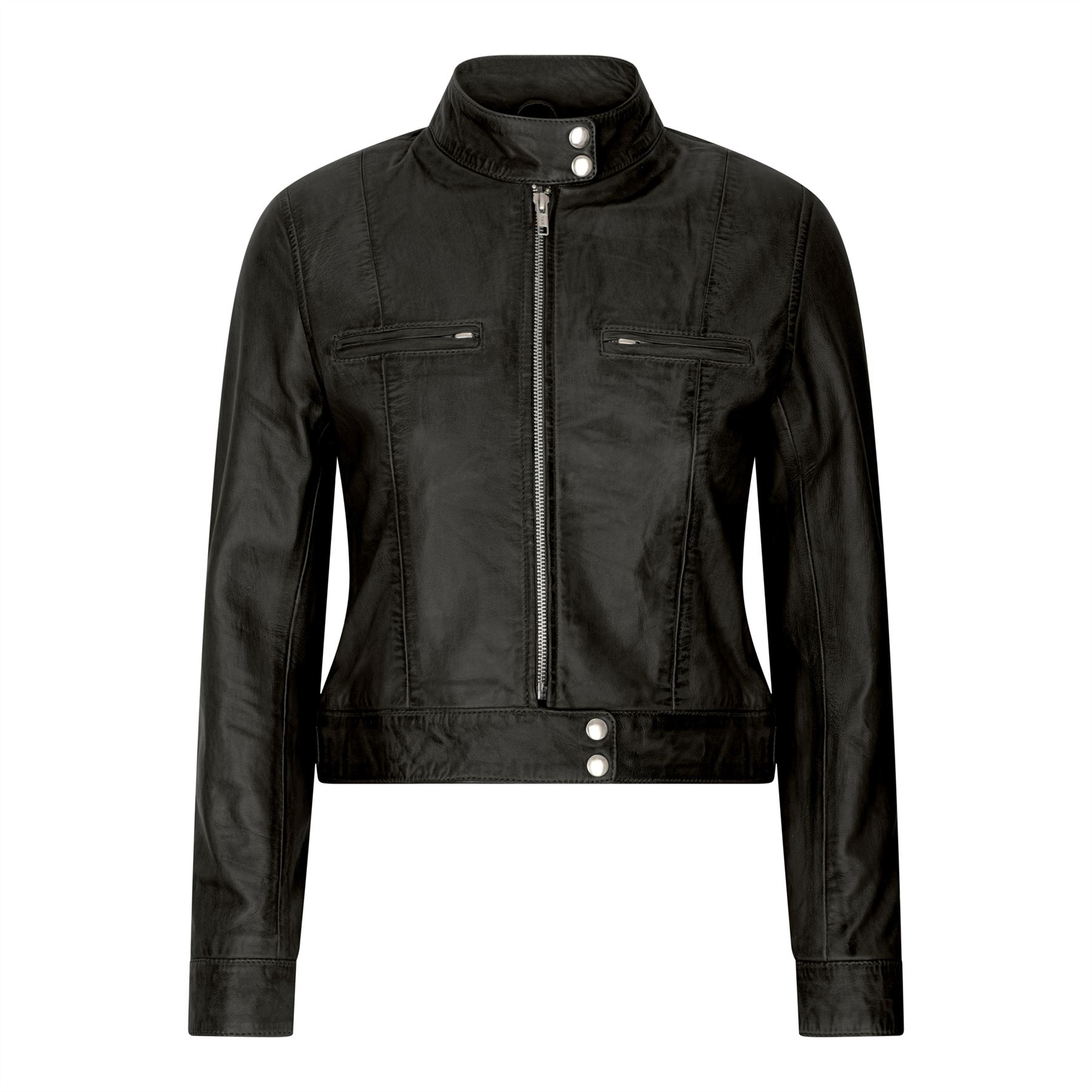 Women's Leather Biker Jacket - Picture 14 of 17