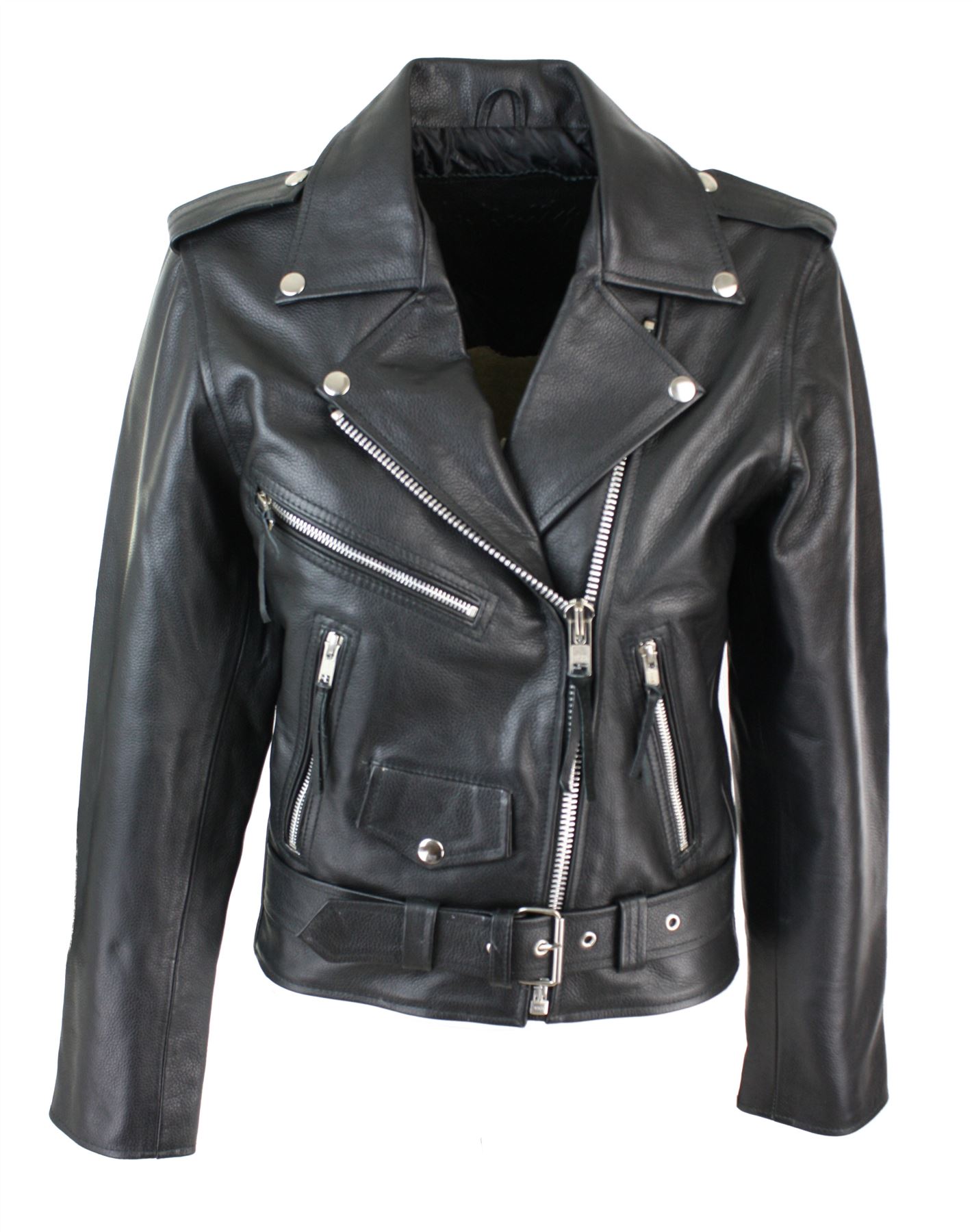 Women Leather Black Brando Sleeveless Bikers Style Waistcoat Jacket - BRANDO-HS-LADIES main image 0