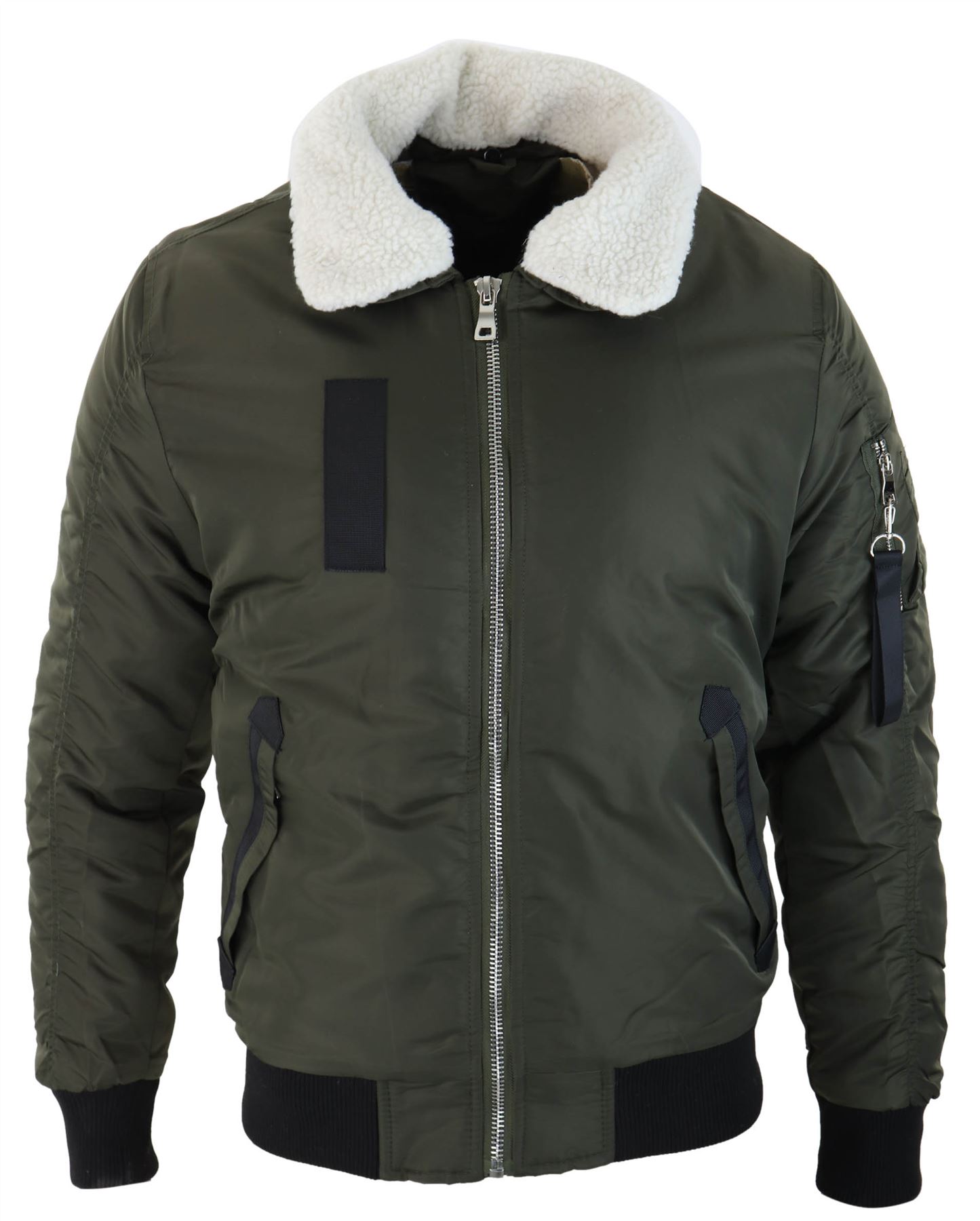 Preowned Truclothing Mens Pilot Bomber Jacket Fur Fleece Lined Flying Military Air Force Biker