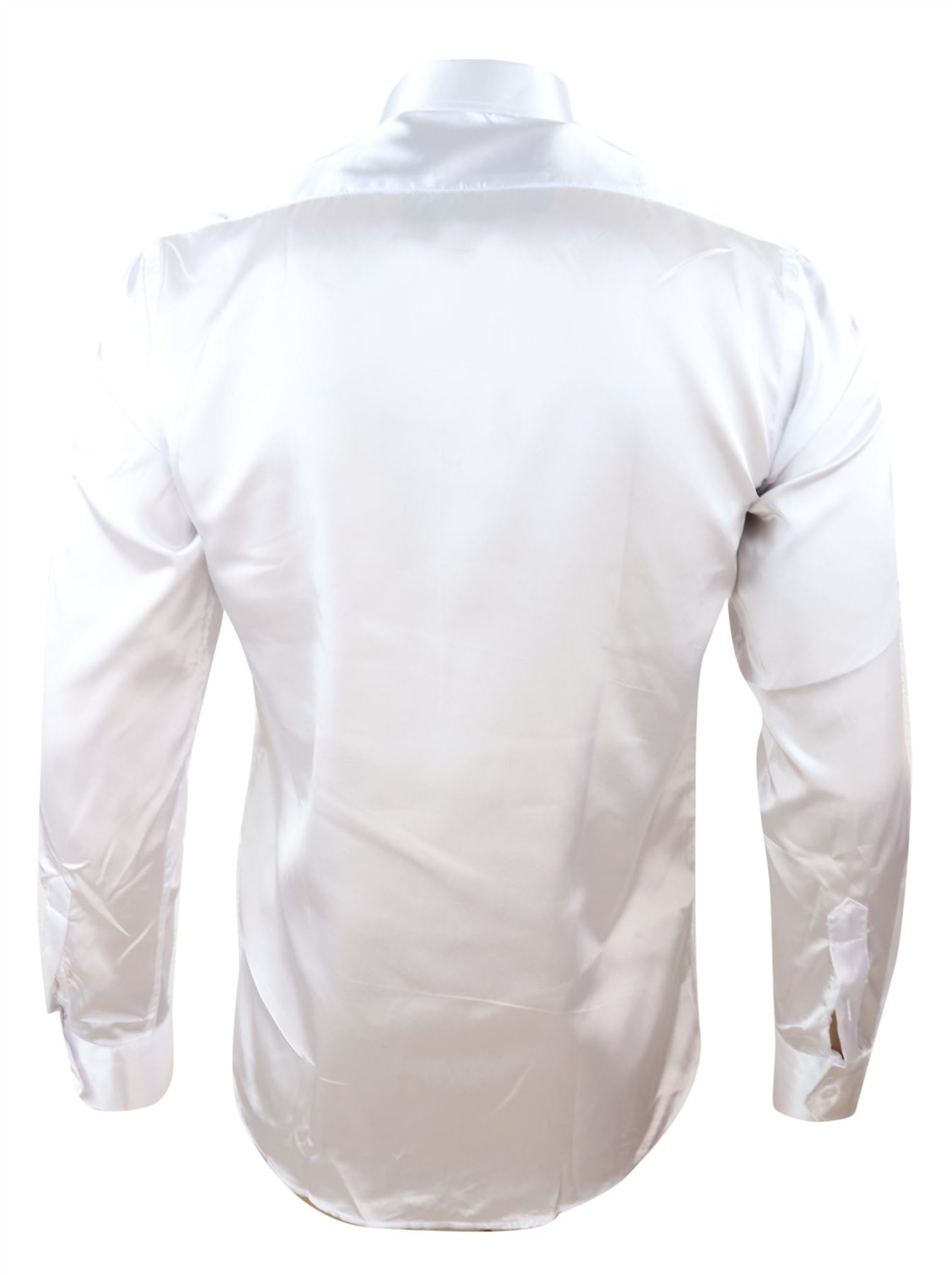 thumbnail 22  - Mens Satin Silk Shirt Smart Casual Button Down Cuff Tailored Fit Shiny Party