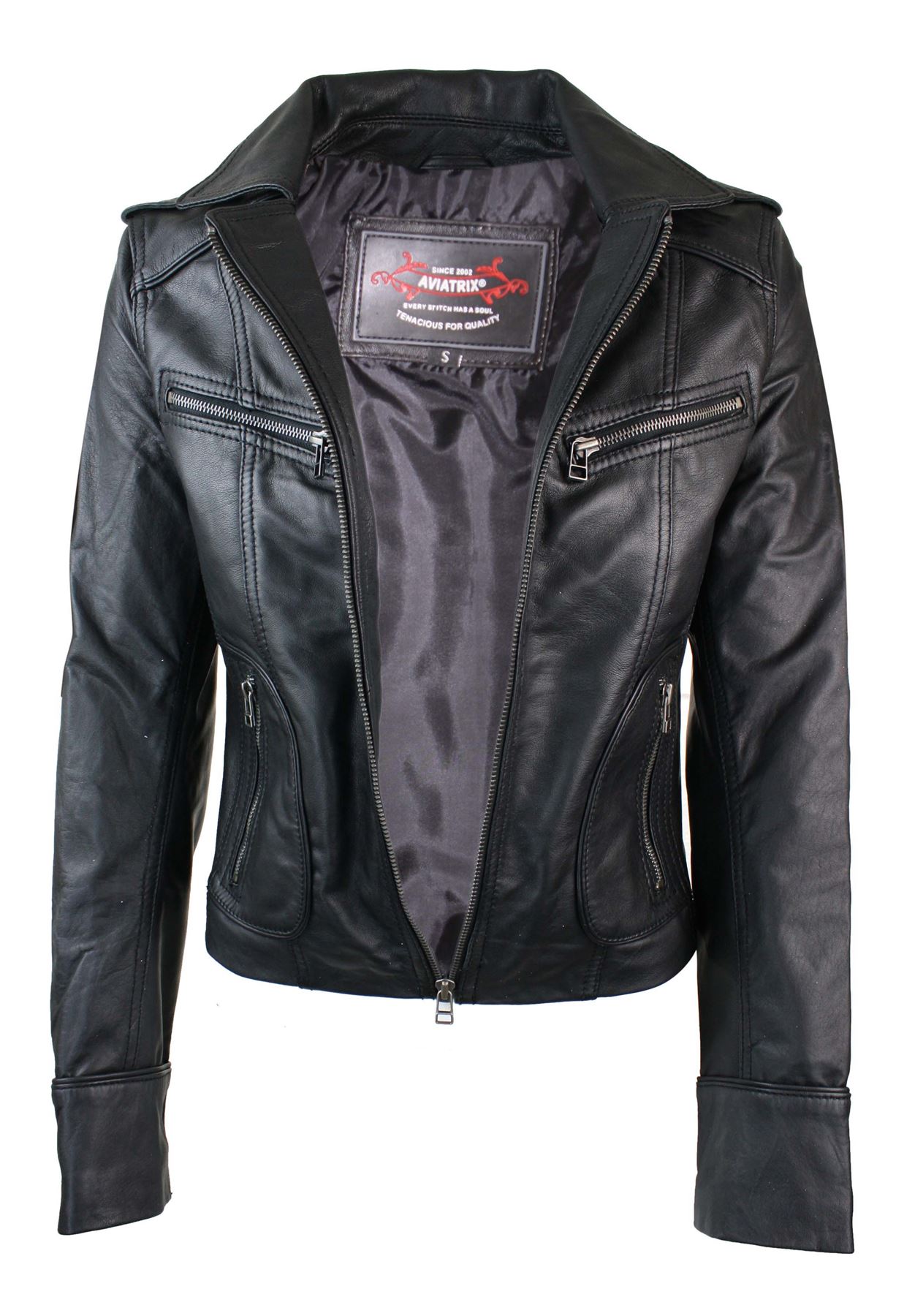 Ladies Real Leather Yellow Biker Style Fashion Jacket Size UK 6-18