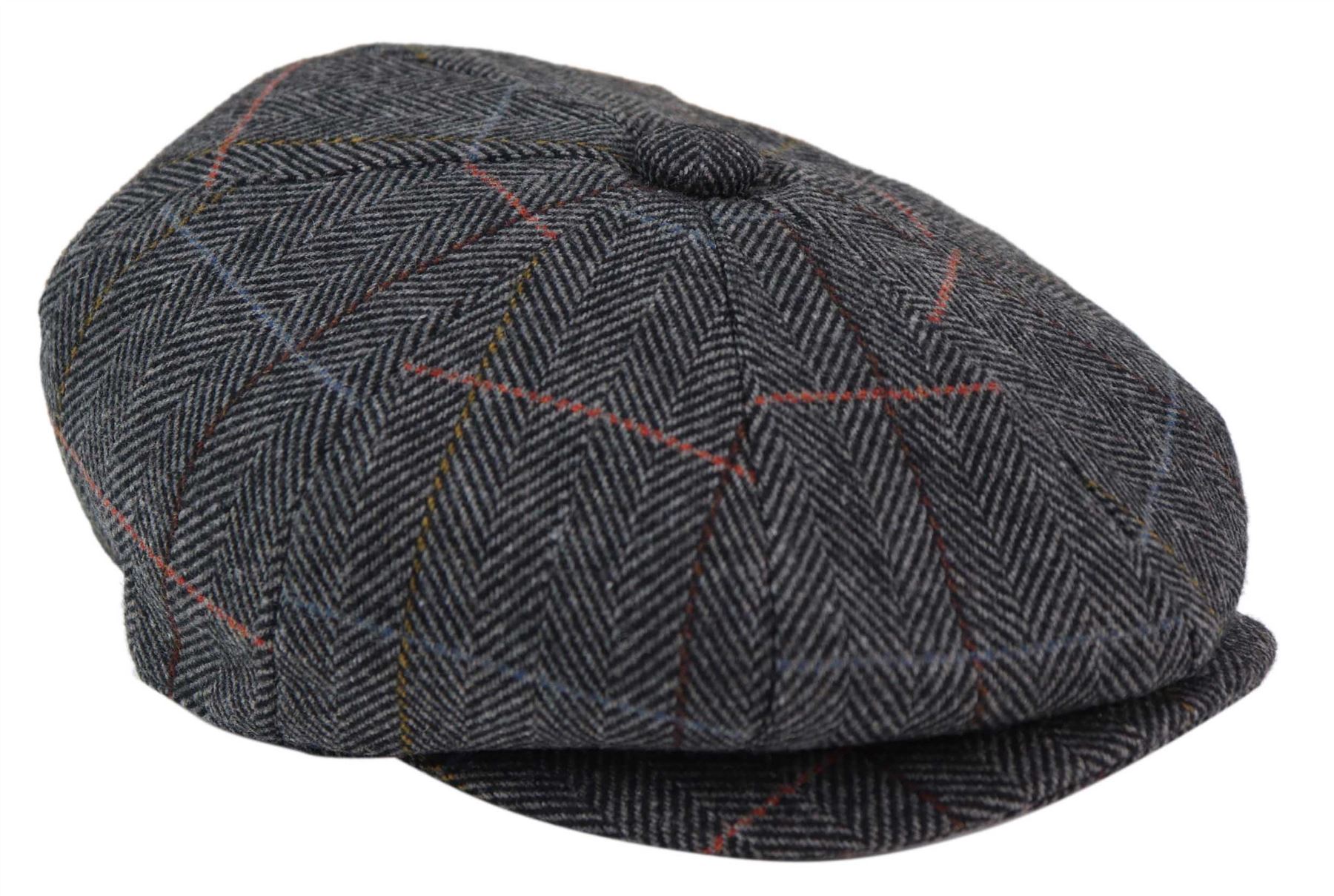 Mens 8 Panel Hat Flat Cap Newsboy 