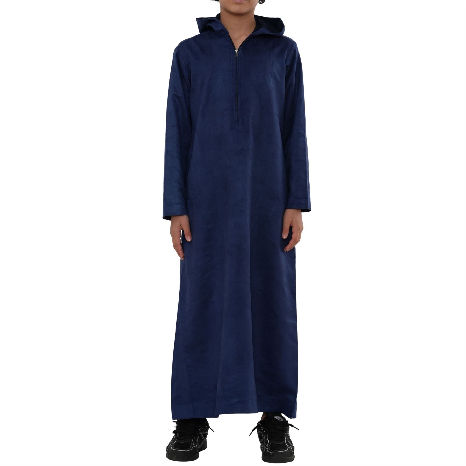 HM12 – Boy’s Hooded Suede Emirati Omani Zipped Thobe